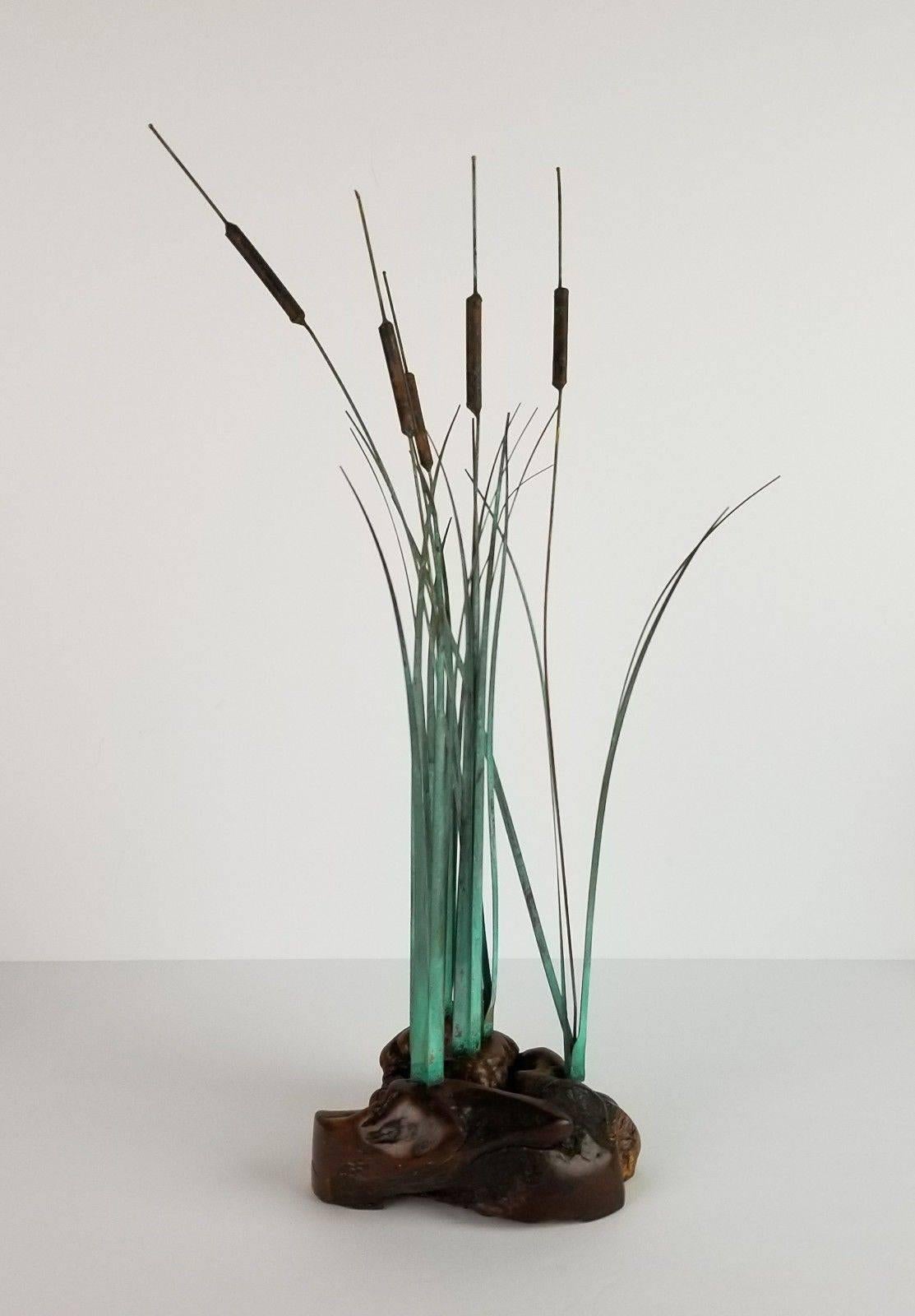 Midcentury Metal and Wood Cattail Sculpture by Max Howard In Excellent Condition In Sacramento, CA