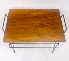 Mid-Century Metal and Wood Coffee Table with Magazine Holder, Italy, 1950s