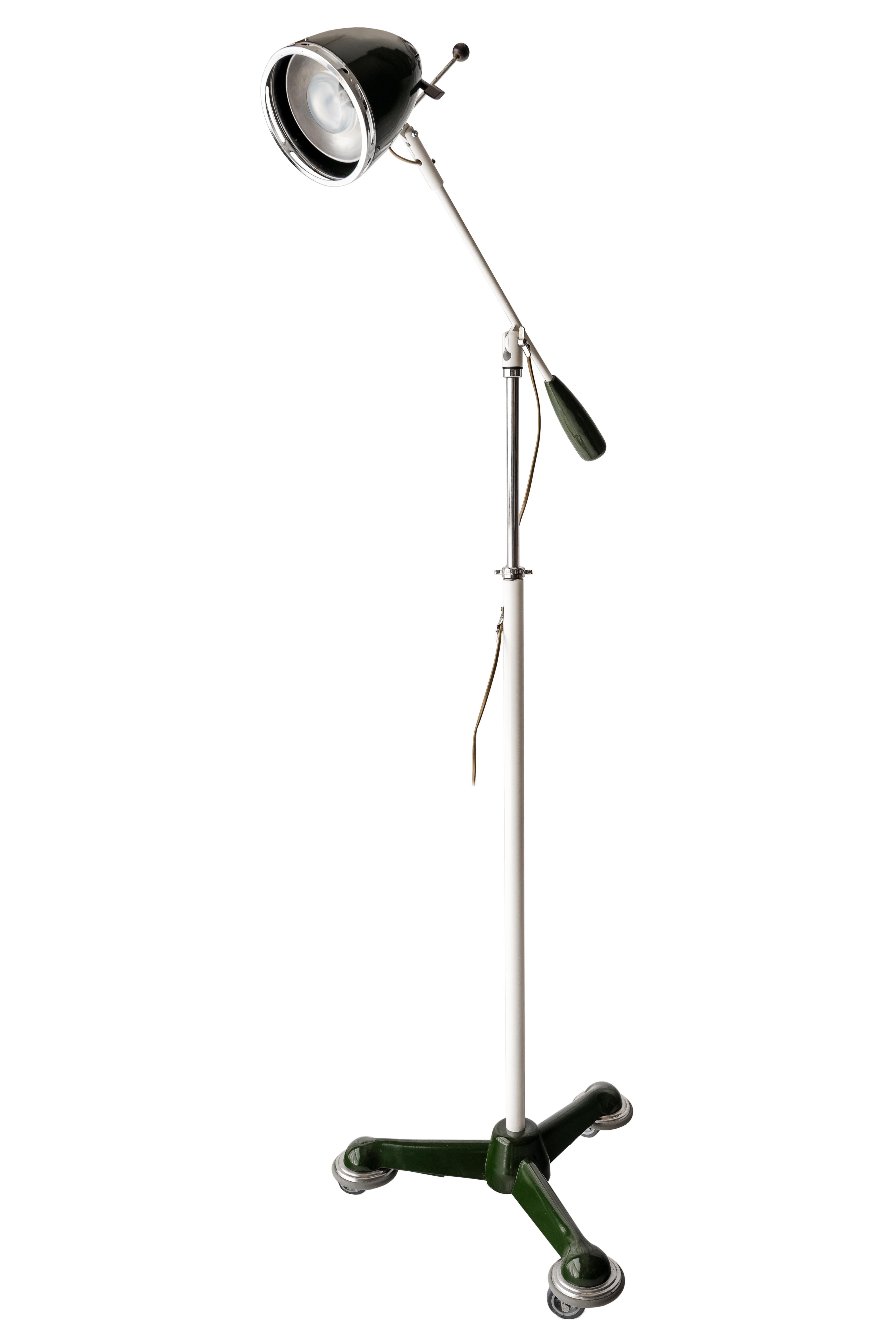 Cold-Painted Midcentury Metal Bauhaus Floor Lamp by Christian Dell for Bünte & Remml, 1930