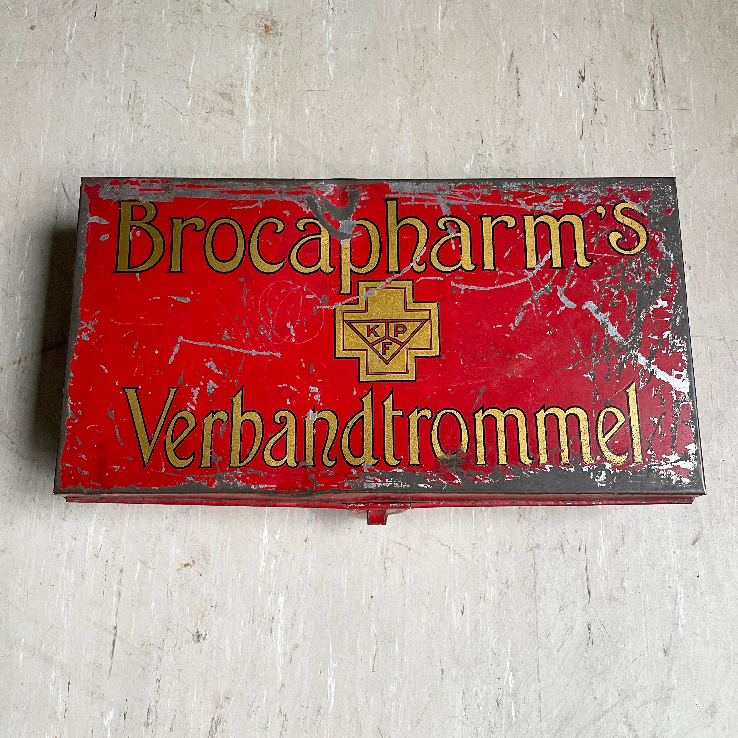 Mid-Century Modern Mid Century metal Brocapharms Verbandtrommel Apothecary Box For Sale