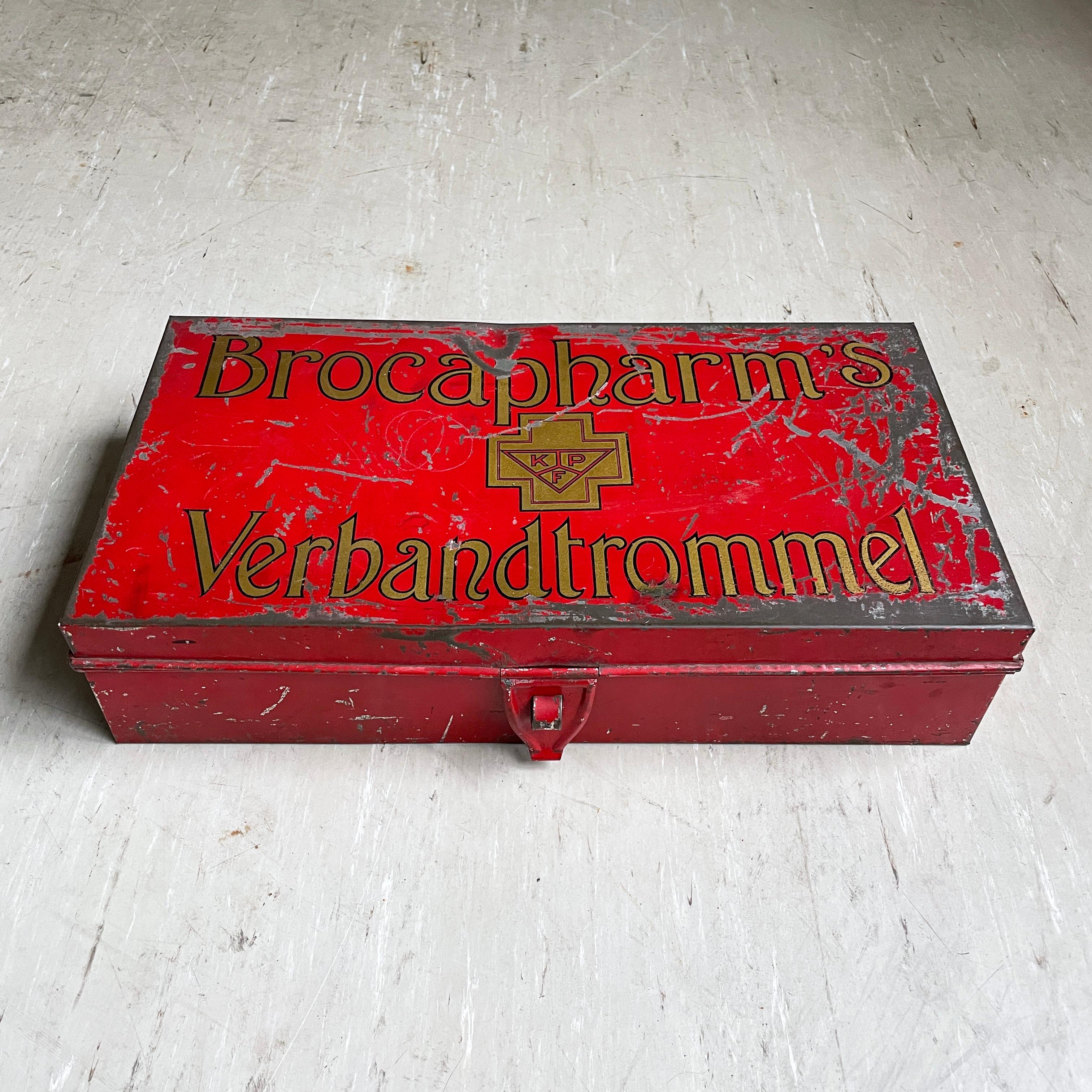 Mid-20th Century Mid Century metal Brocapharms Verbandtrommel Apothecary Box For Sale
