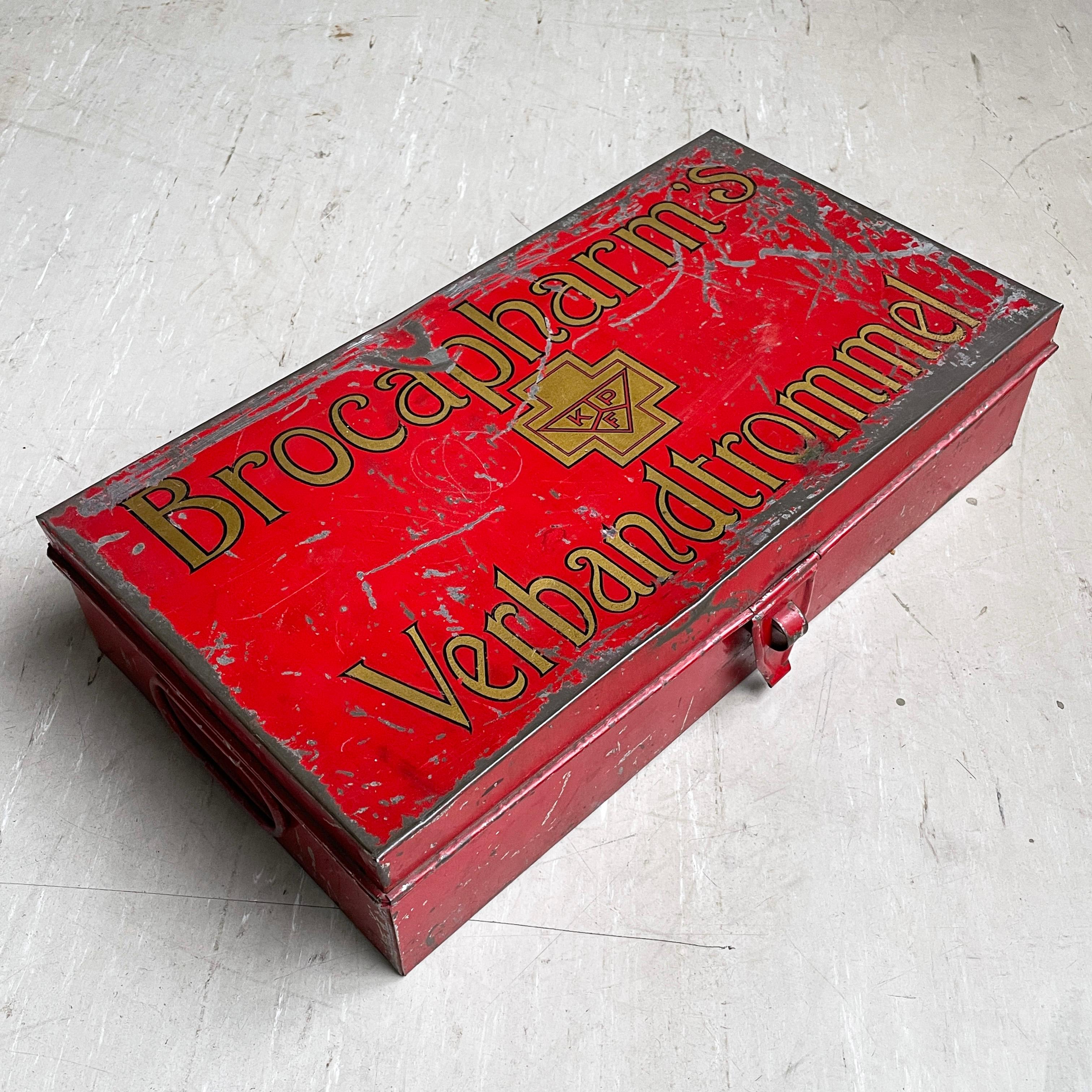 Mid Century metal Brocapharms Verbandtrommel Apothecary Box For Sale 1