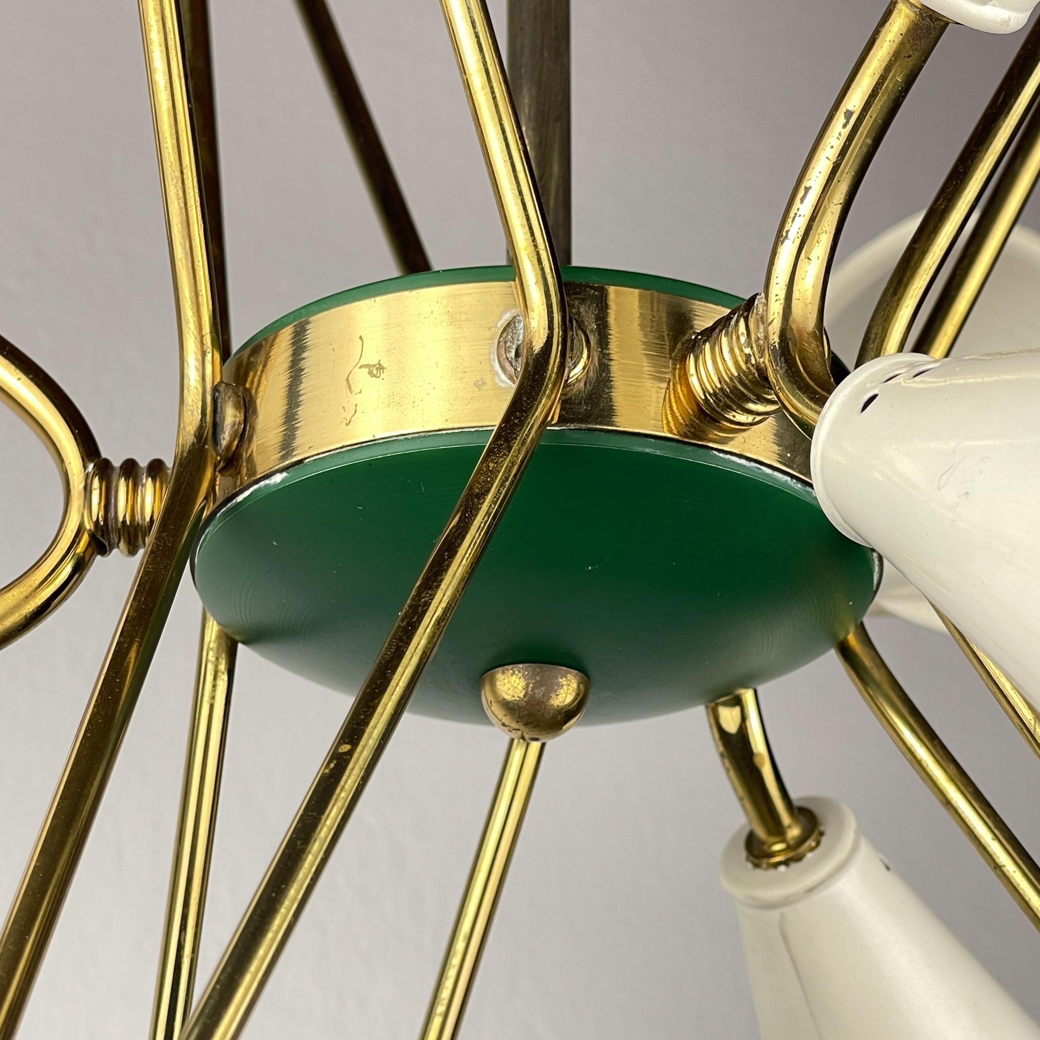 Lampadario in metallo di metà secolo in stile Stilnovo, Italia anni '70 in vendita 5
