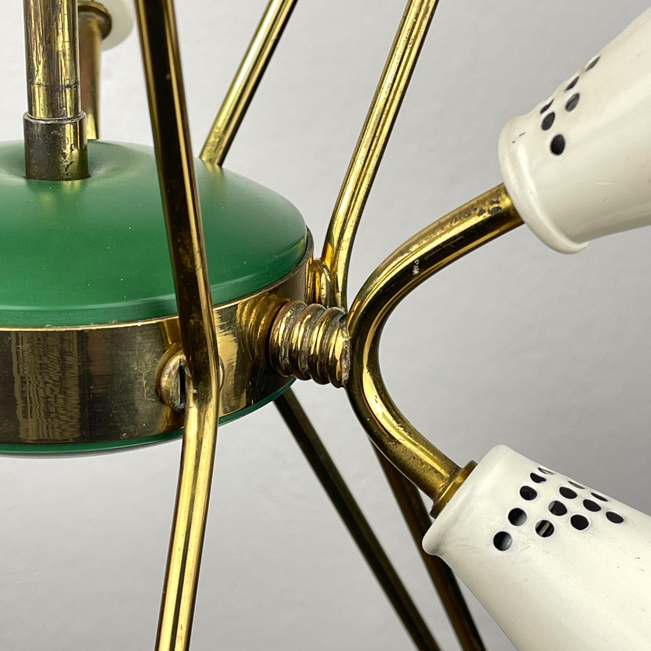 Lampadario in metallo di metà secolo in stile Stilnovo, Italia anni '70 in vendita 11