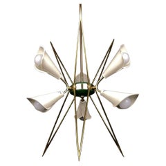 Mid-century metal chandelier in style Stilnovo, Italy 1970s
