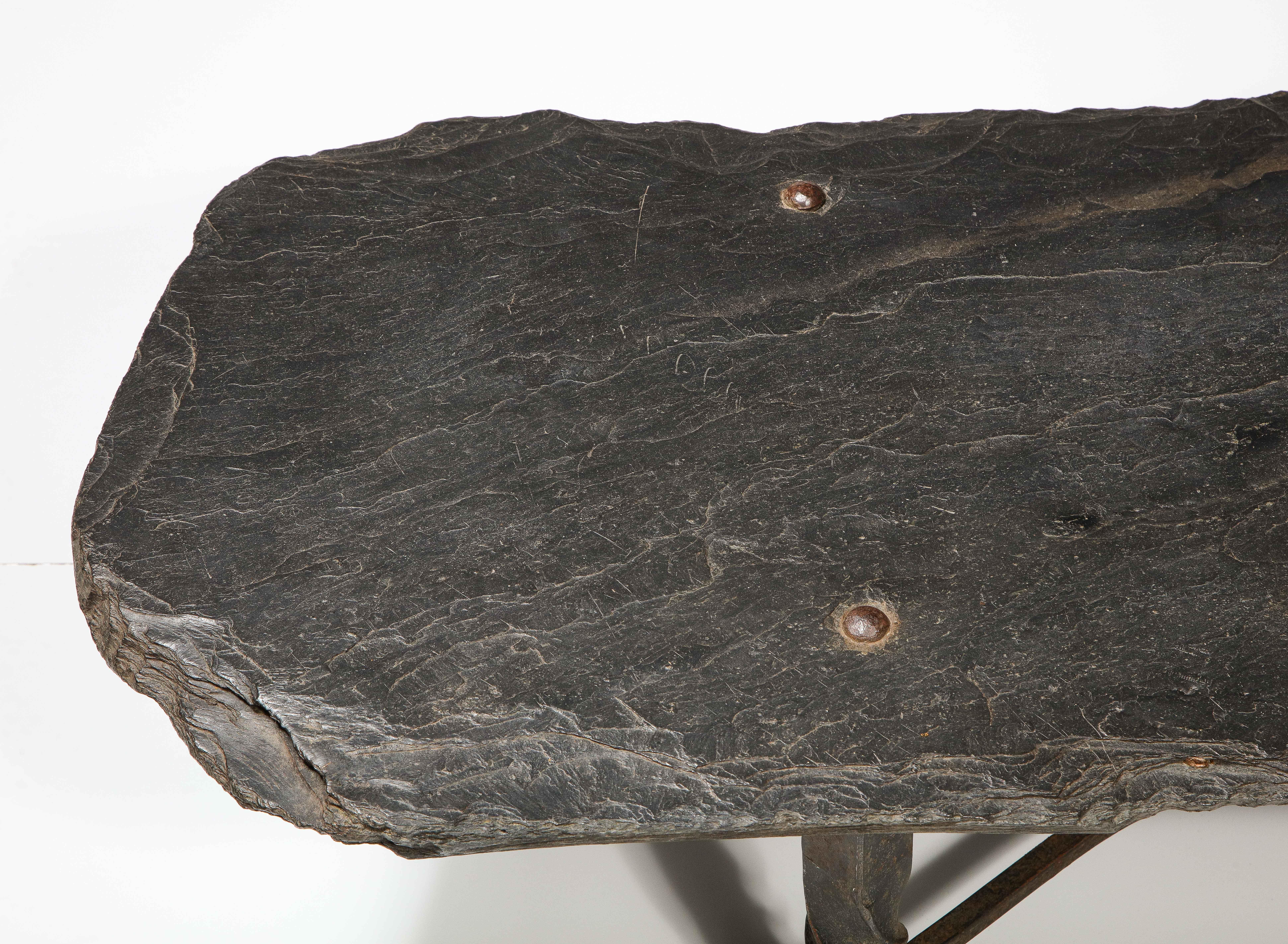 Mid-Century Metal Coffee Table with Stone Top, France, c. 1960s 2