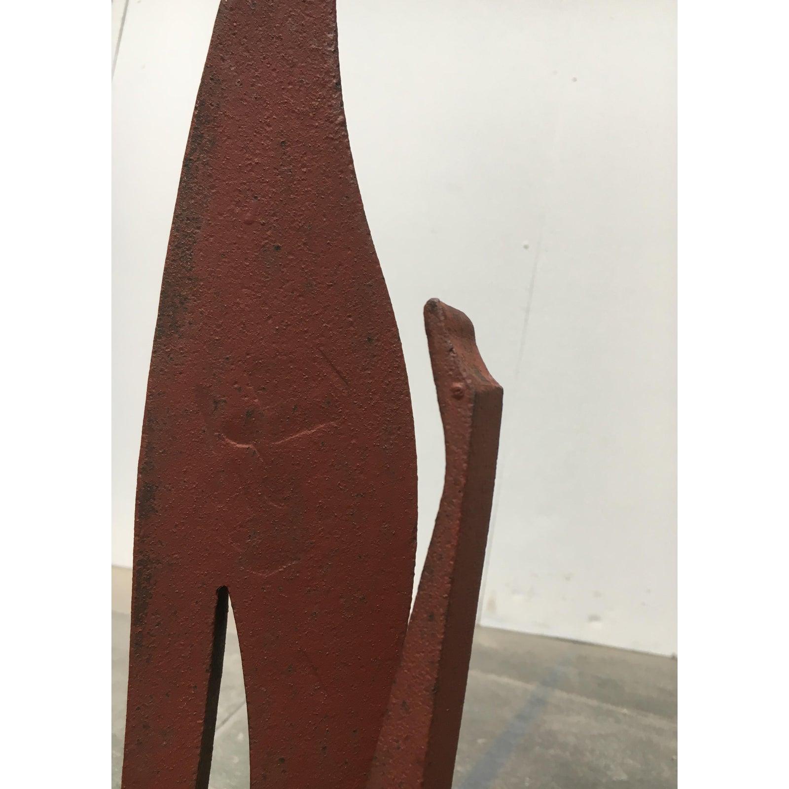 20th Century Mid-Century Metal Crane Bird Sculpture, 1960s For Sale