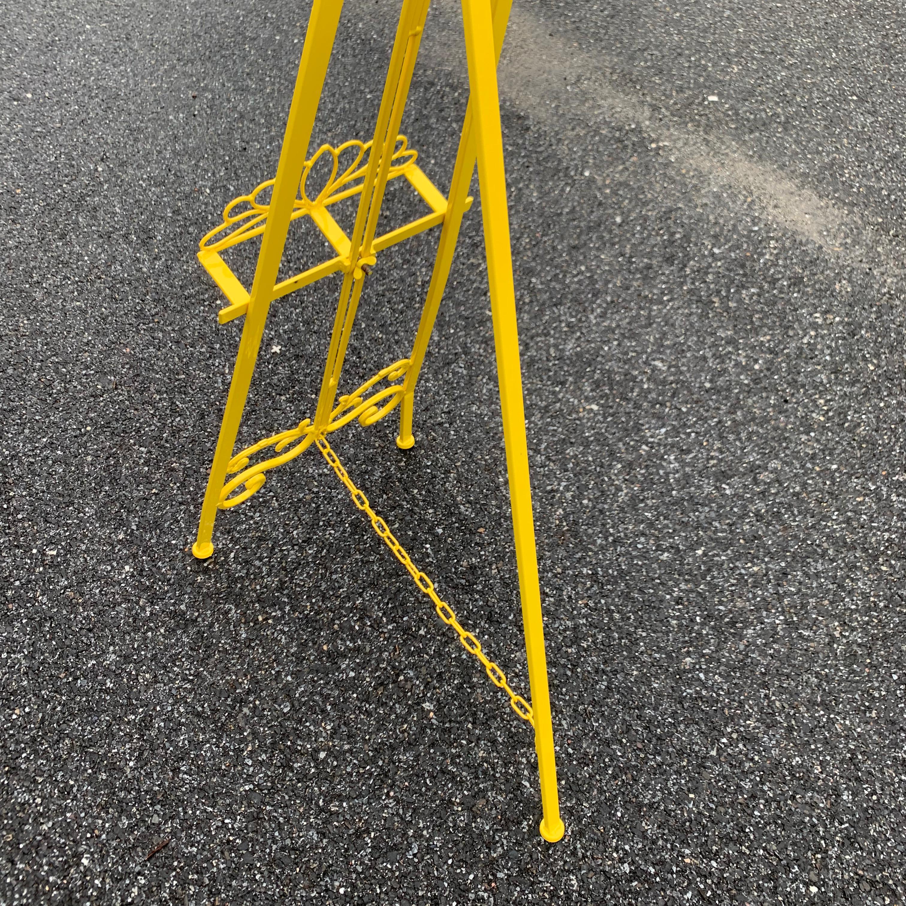 Mid-Century Metal Easel, Newly Powder-Coated In Bright Sunshine Yellow 7