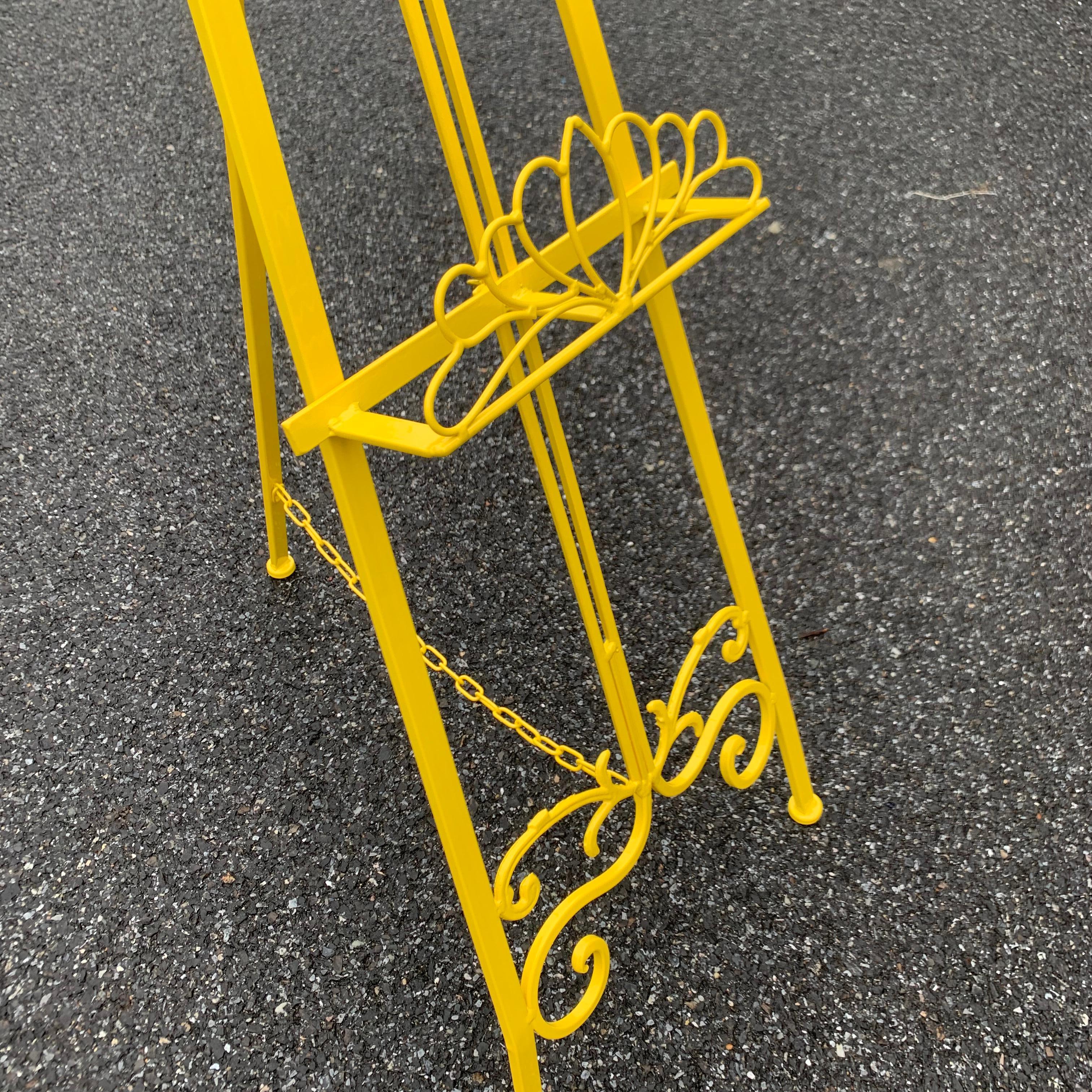Mid-Century Metal Easel, Newly Powder-Coated In Bright Sunshine Yellow 10
