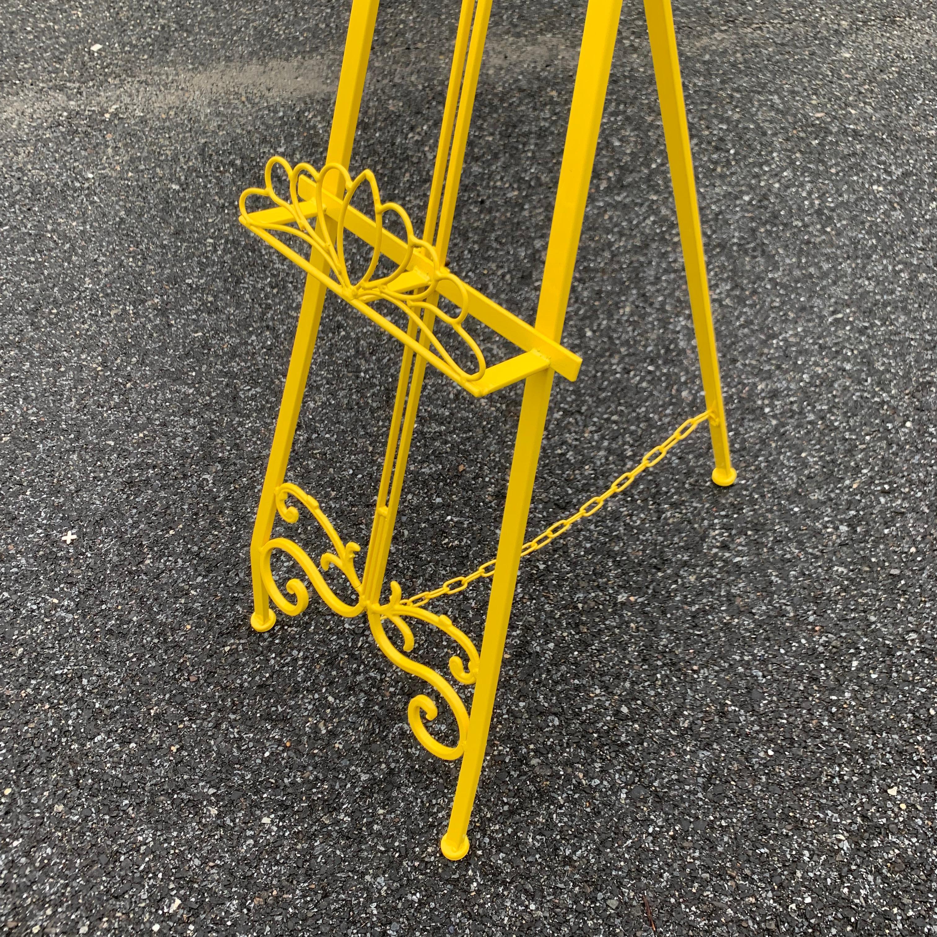 Mid-Century Metal Easel, Newly Powder-Coated In Bright Sunshine Yellow 11