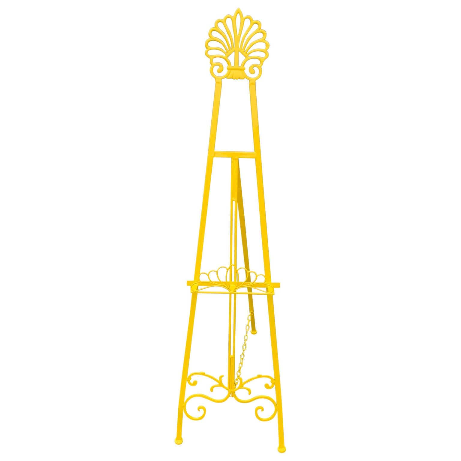 Modern Mid-Century Metal Easel, Newly Powder-Coated In Bright Sunshine Yellow