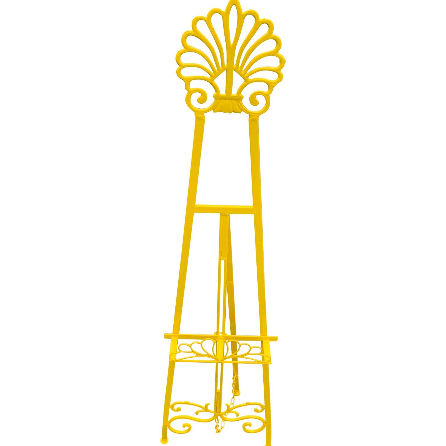 20th Century Mid-Century Metal Easel, Newly Powder-Coated In Bright Sunshine Yellow