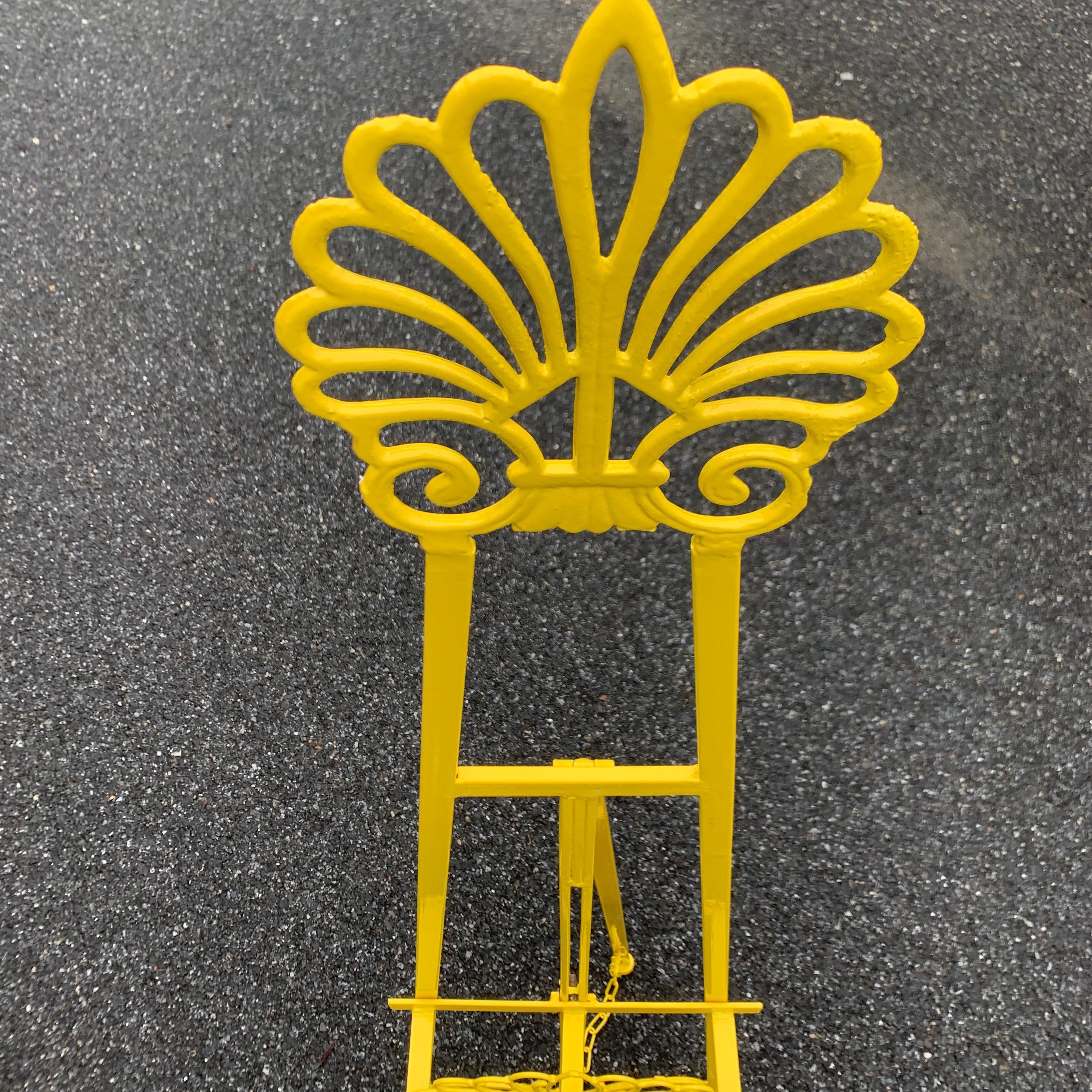 Mid-Century Metal Easel, Newly Powder-Coated In Bright Sunshine Yellow 1