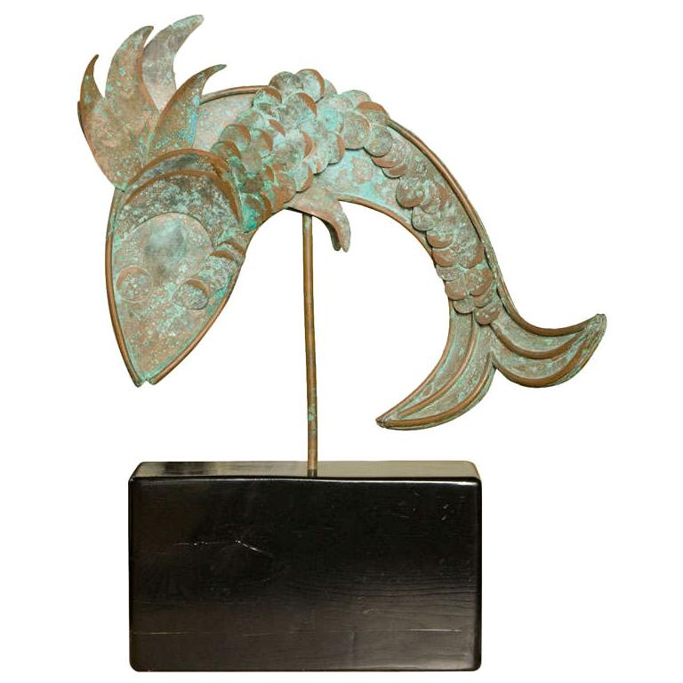 Mid-Century Metal Fish Sculpture For Sale