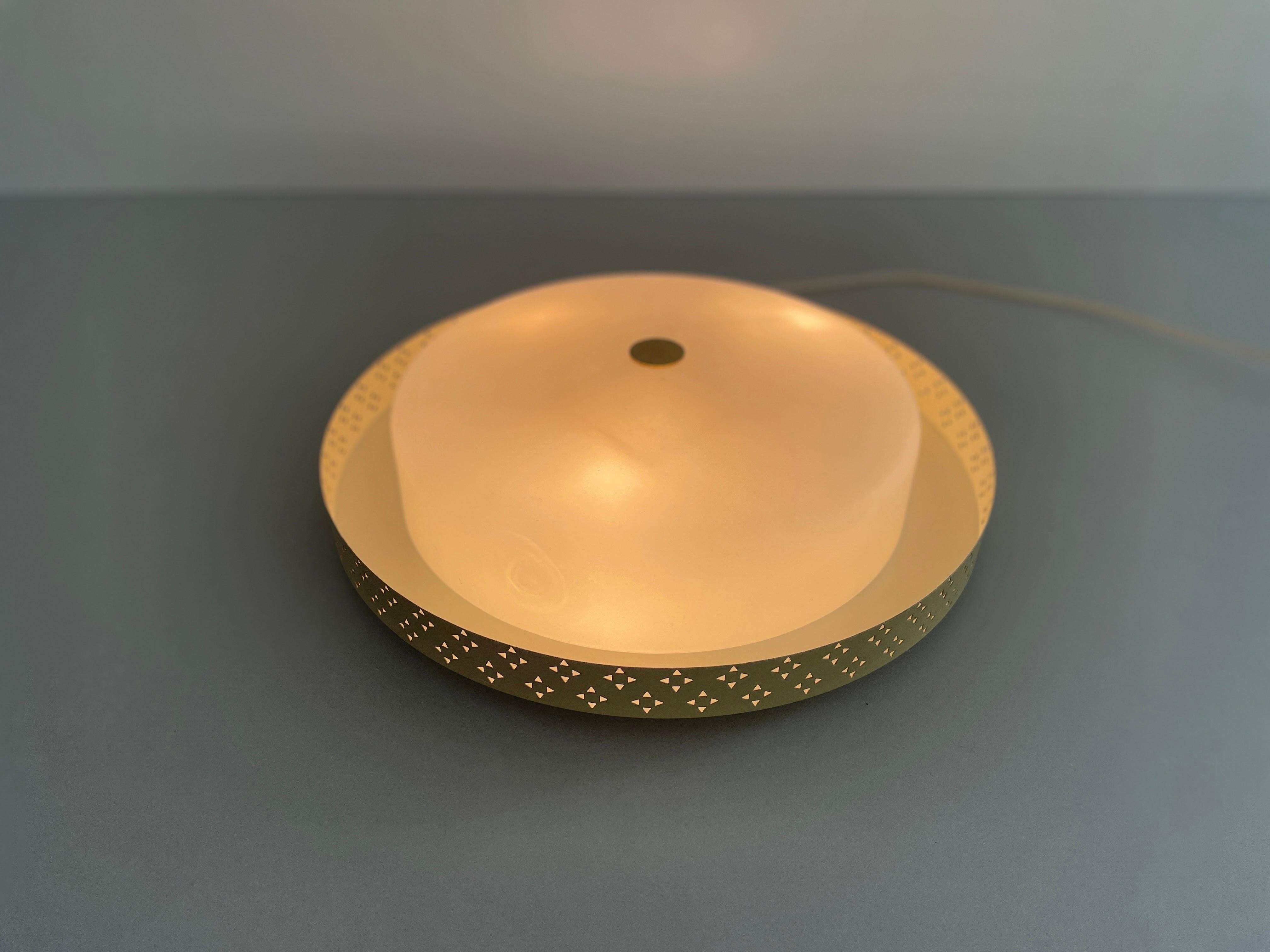 Mid Century Metal Flush Mount Ceiling Lamp by Kaiser, 1950s, Germany For Sale 5