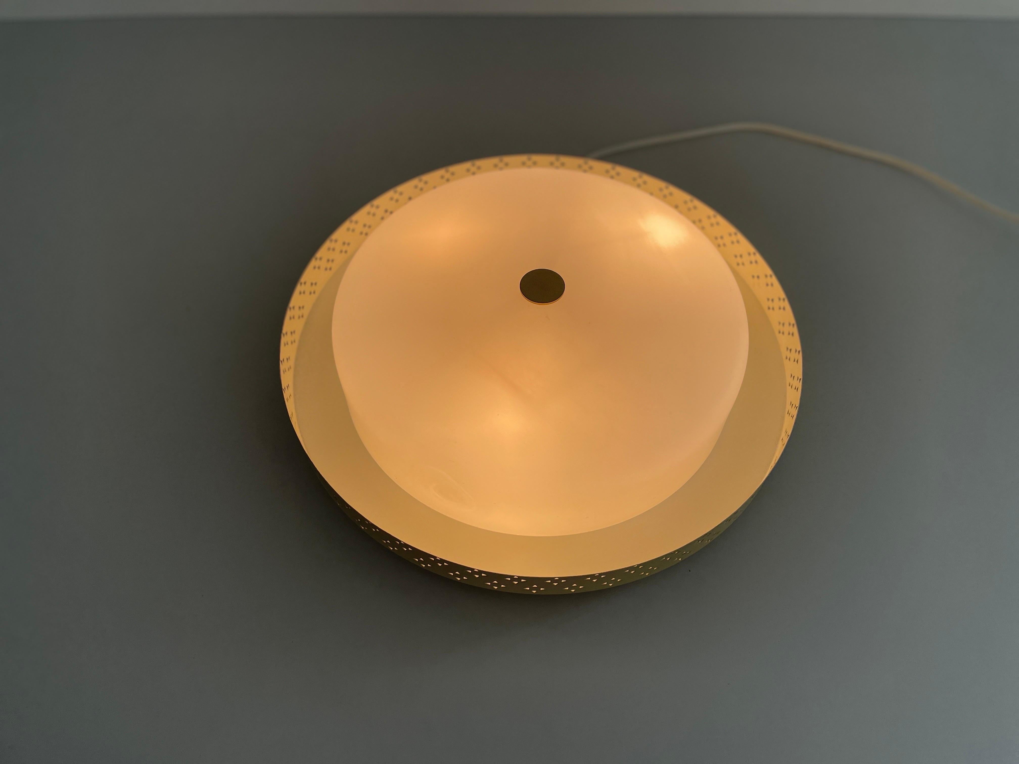 Mid Century Metal Flush Mount Ceiling Lamp by Kaiser, 1950s, Germany For Sale 6