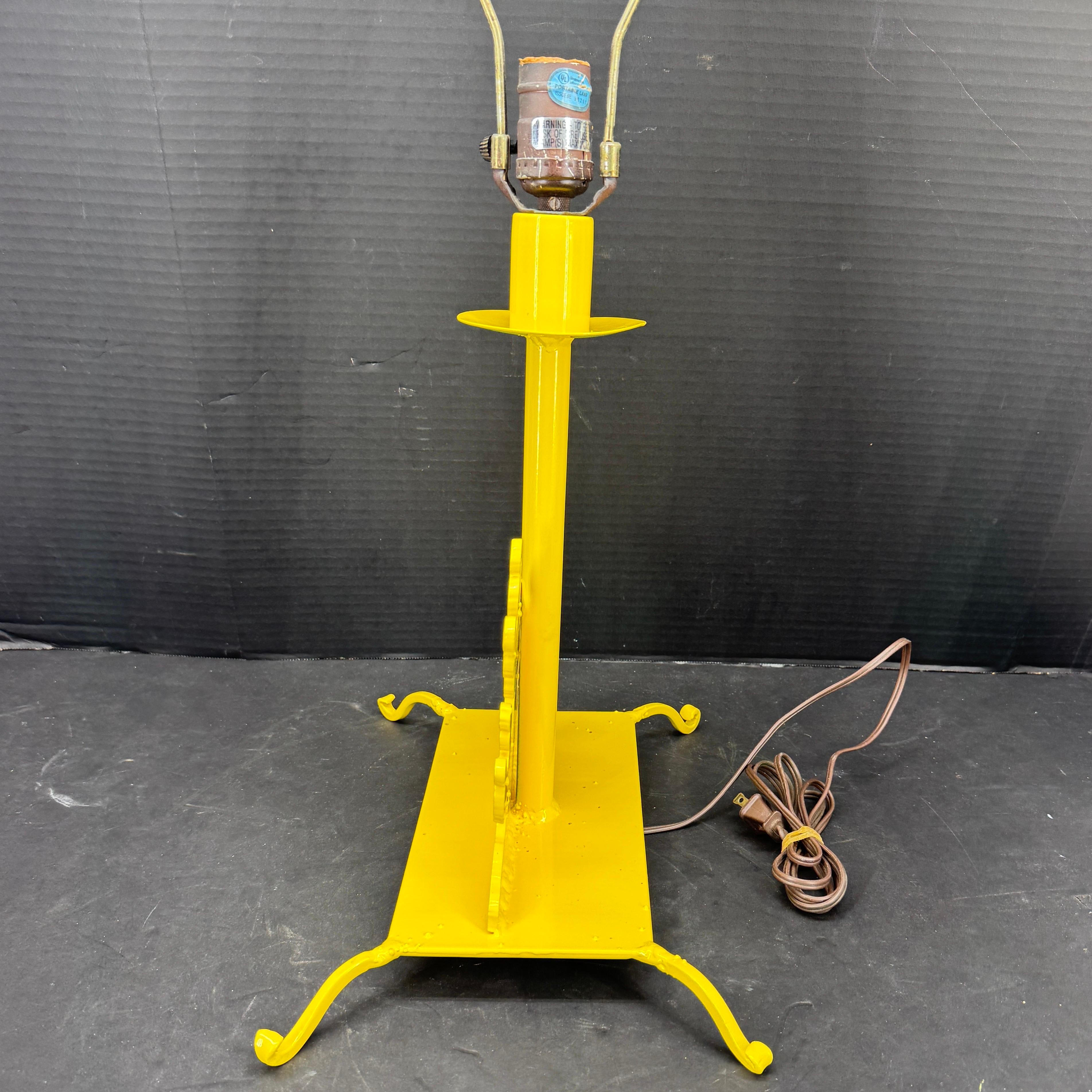Mid-Century Metal Industrial Bright Sunshine Yellow Lamp For Sale 3