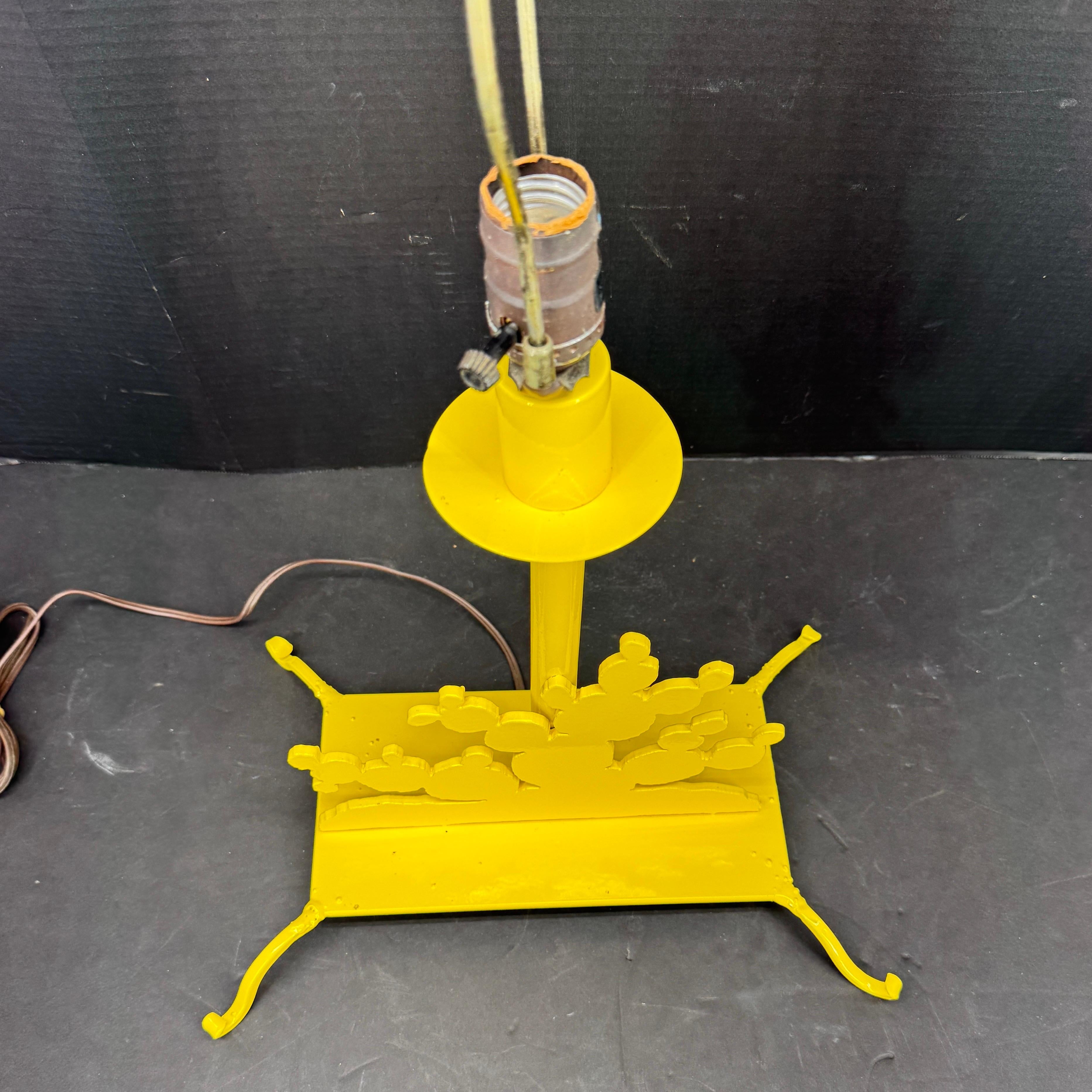 American Mid-Century Metal Industrial Bright Sunshine Yellow Lamp For Sale