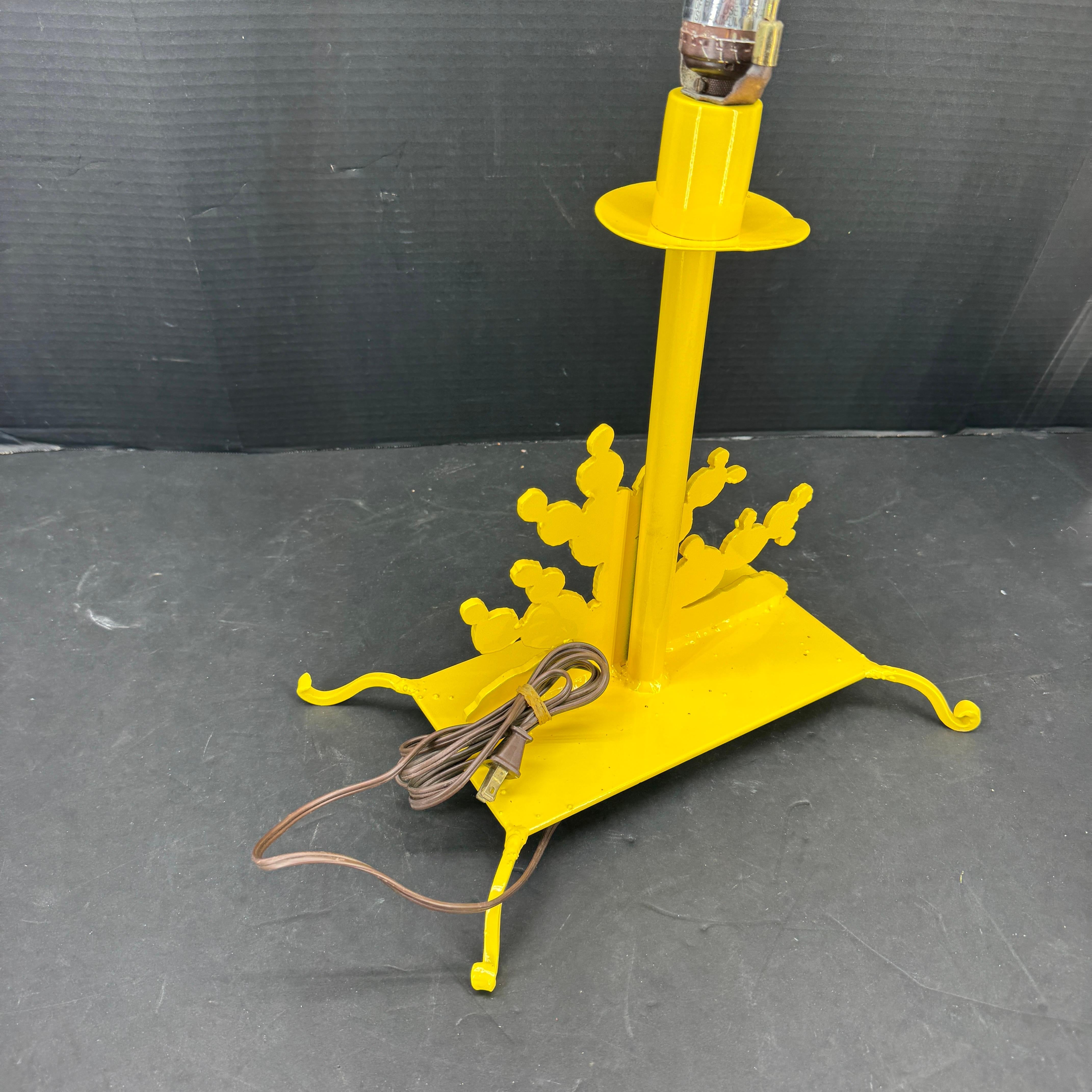Hand-Crafted Mid-Century Metal Industrial Bright Sunshine Yellow Lamp For Sale