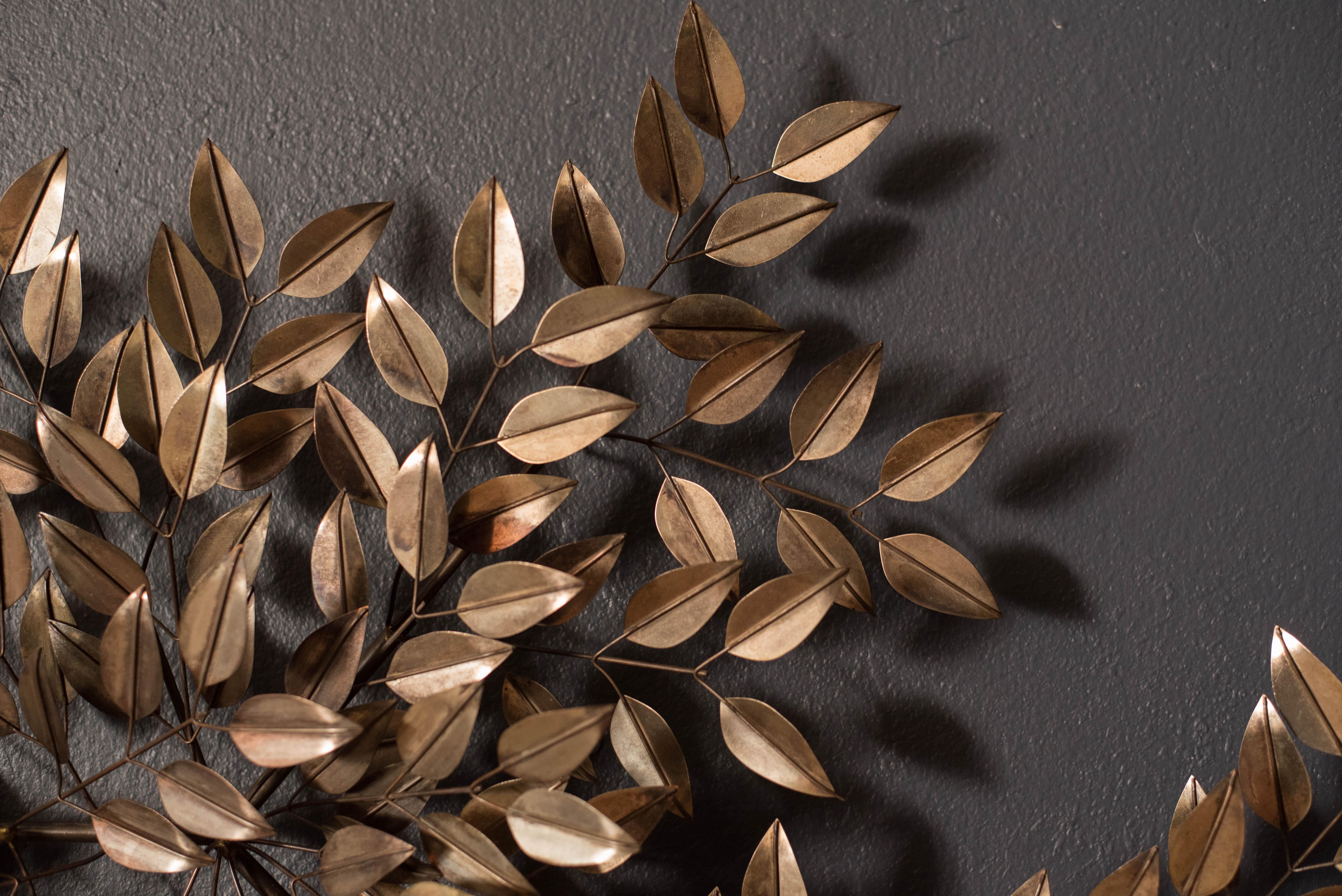Mid-Century Modern Mid-Century Metal Leaves Wall Art Sculpture by Curtis Jere for Artisan House