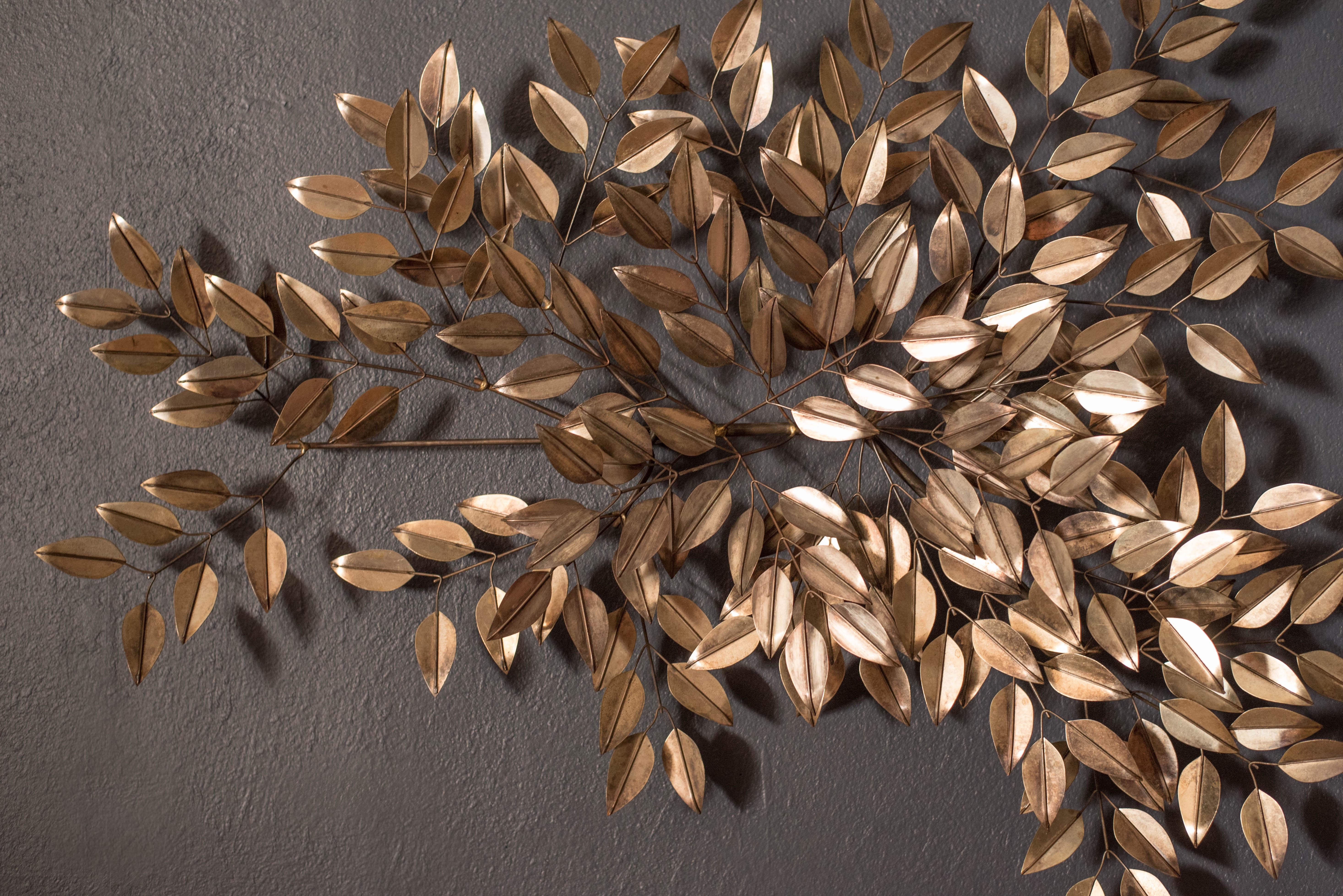 Mid-Century Metal Leaves Wall Art Sculpture by Curtis Jere for Artisan House In Good Condition In San Jose, CA