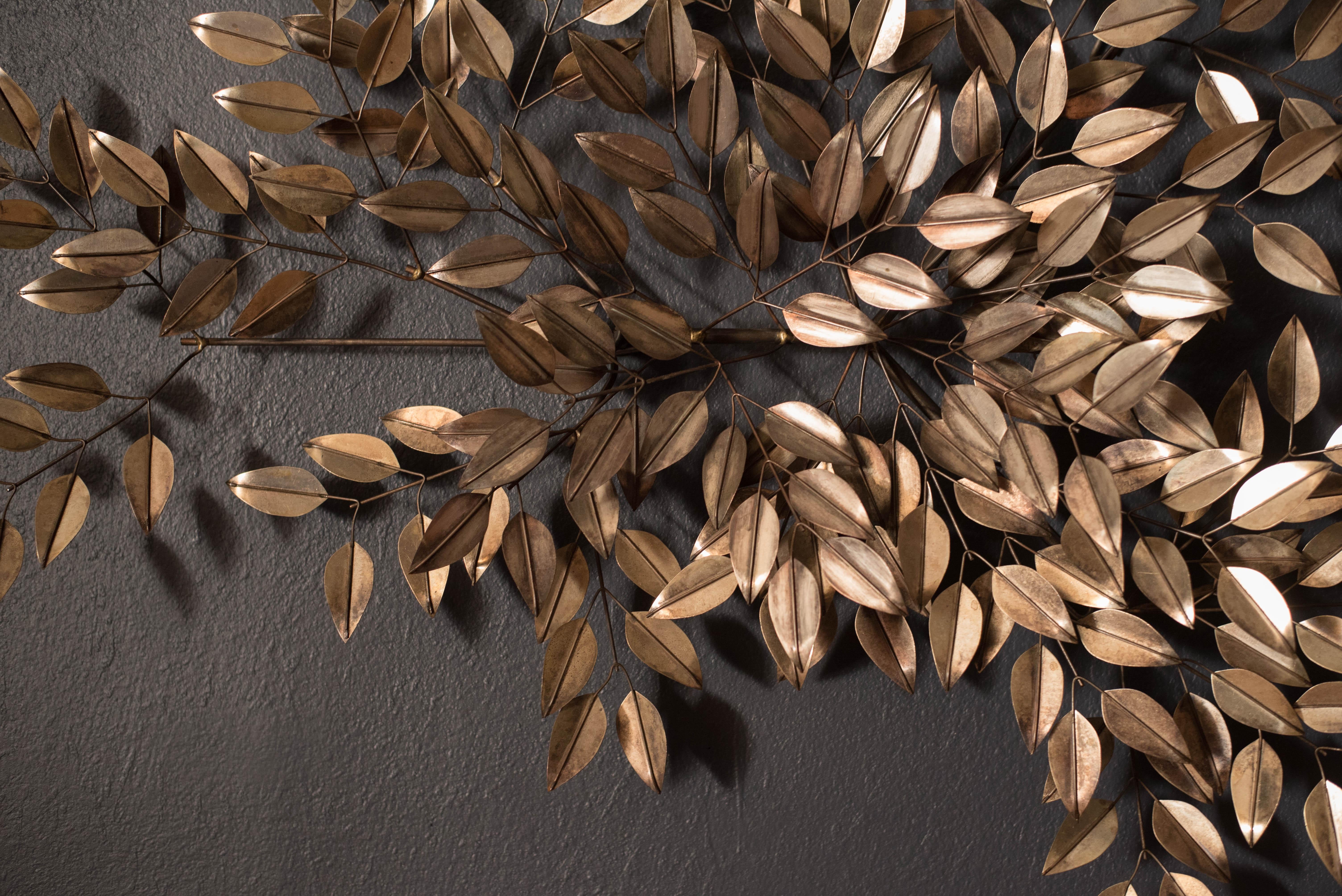 Late 20th Century Mid-Century Metal Leaves Wall Art Sculpture by Curtis Jere for Artisan House