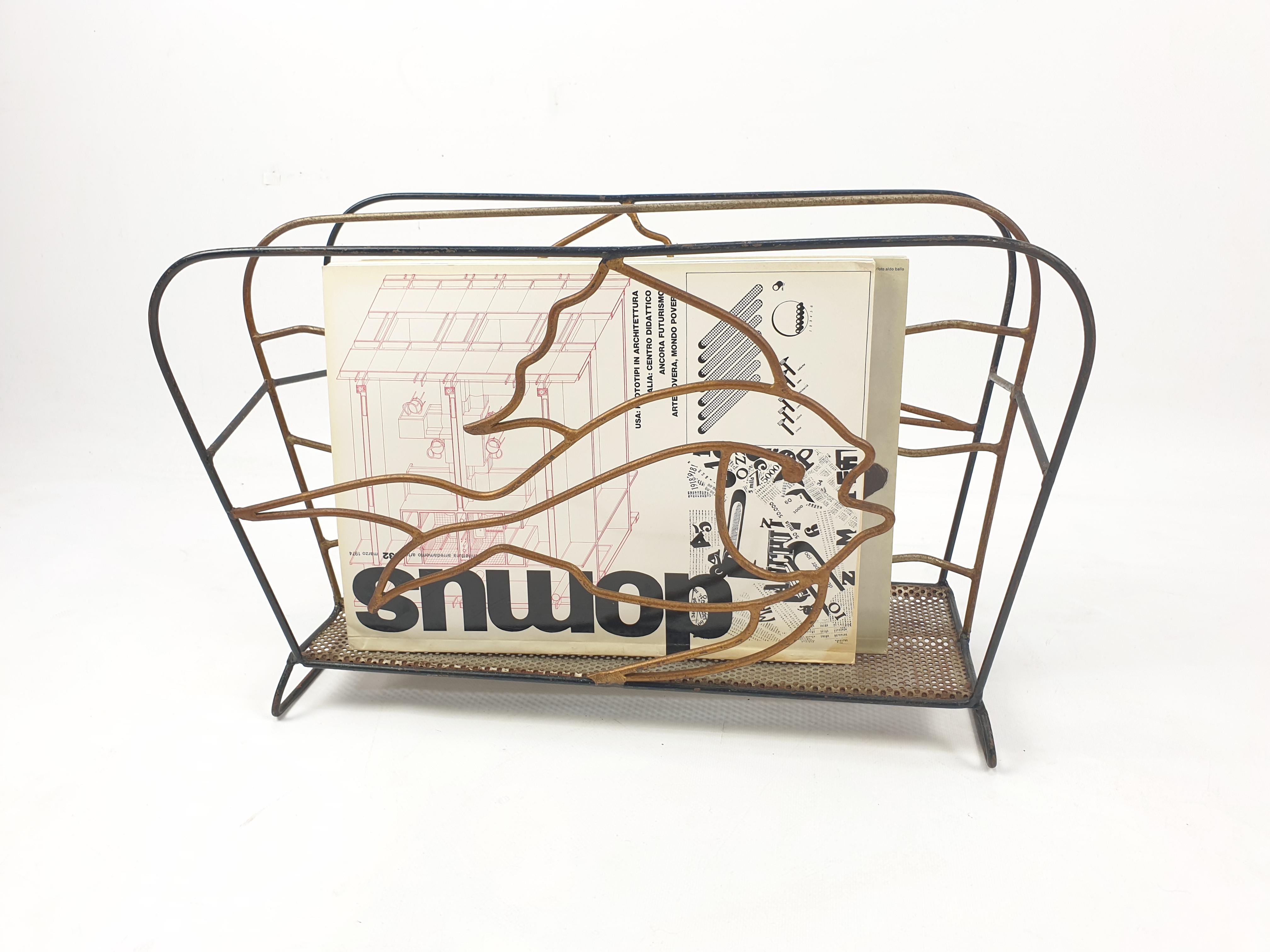 Mid-Century Metal Magazine Rack with Fishes, 1950s For Sale 7