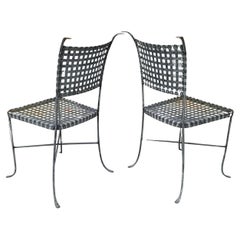 Mid Century Metal Mesh Patio Dining Chairs Set of Four