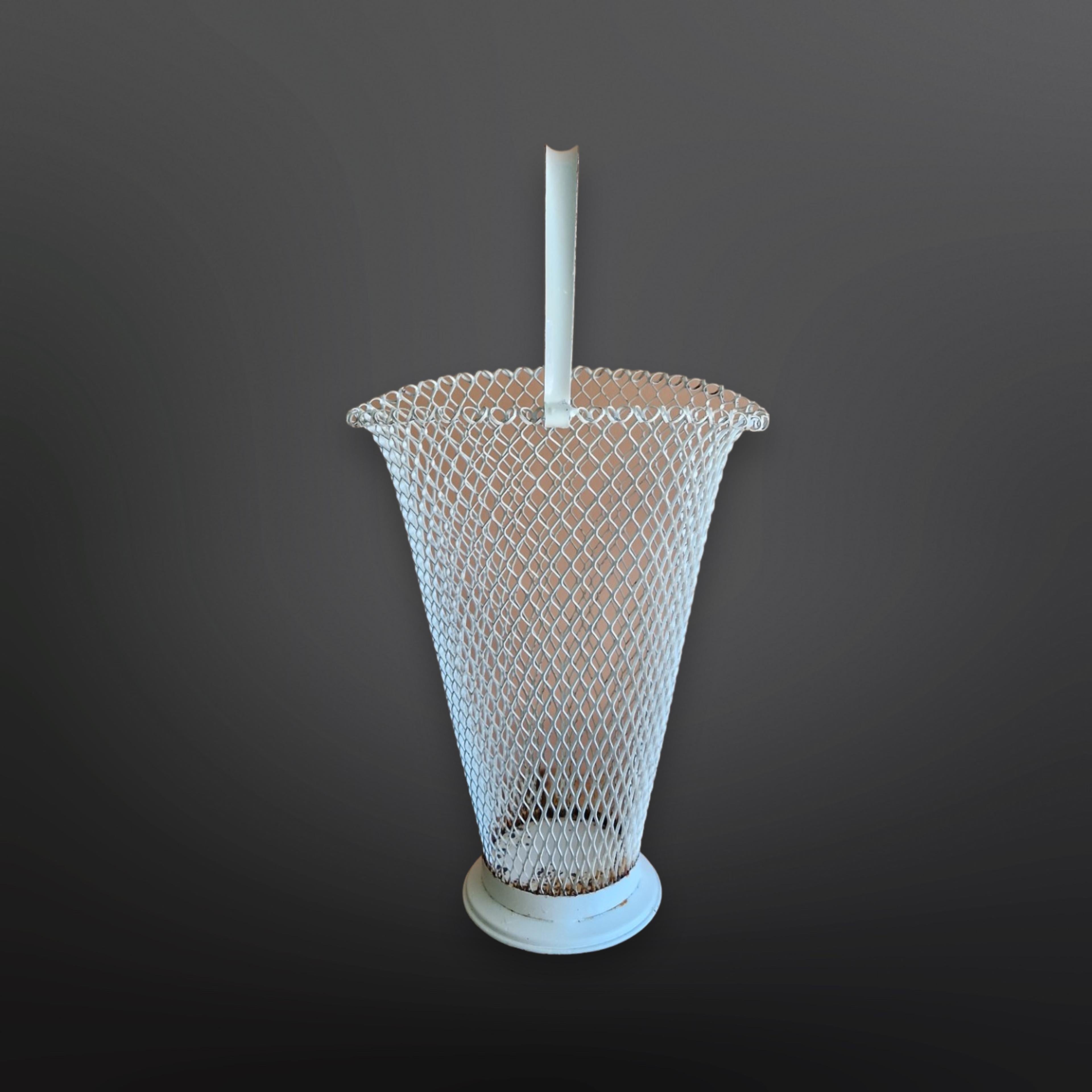 French Mid century metal mesh umbrella stand, France 1950s For Sale