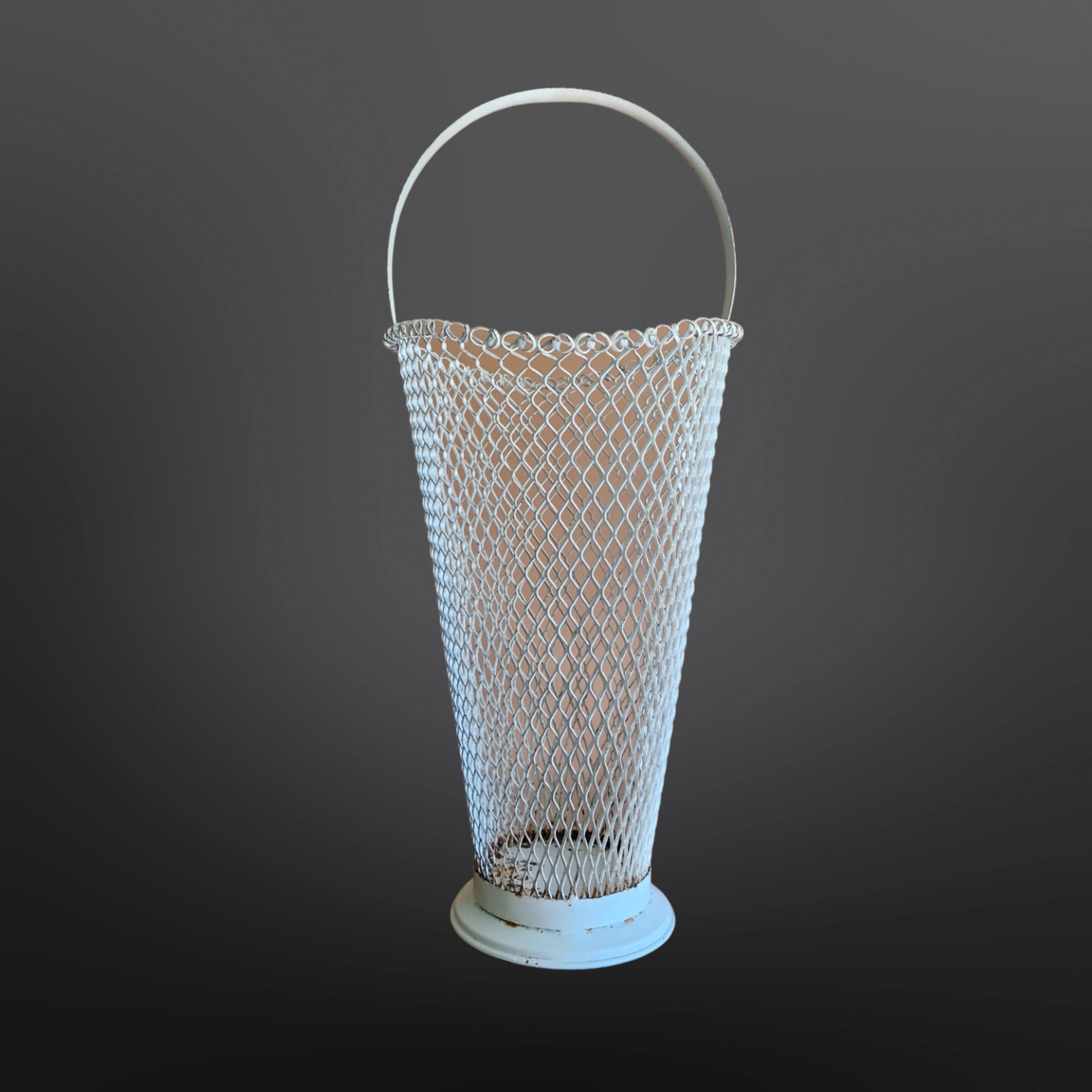 Metal Mid century metal mesh umbrella stand, France 1950s For Sale