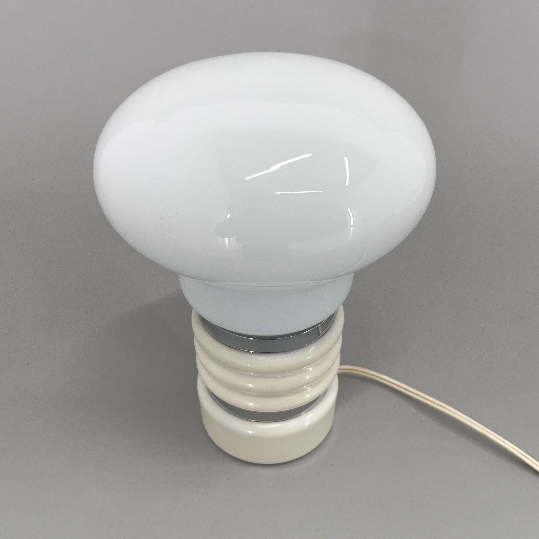 Italian Mid-century Metal & Milk Glass Table Lamp, Italy  For Sale