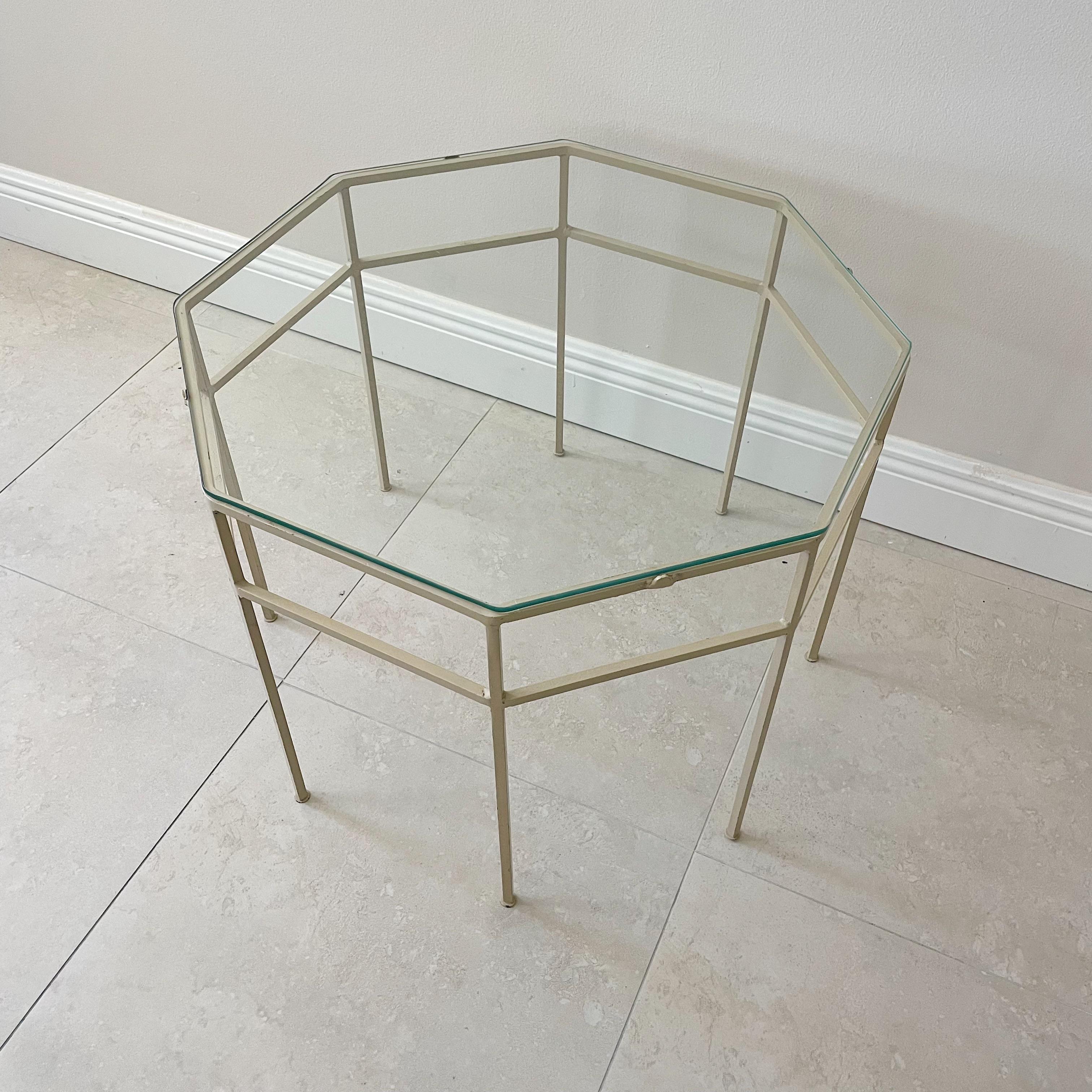 Mid-Century Modern Midcentury Metal Octagonal Side Occasional Table