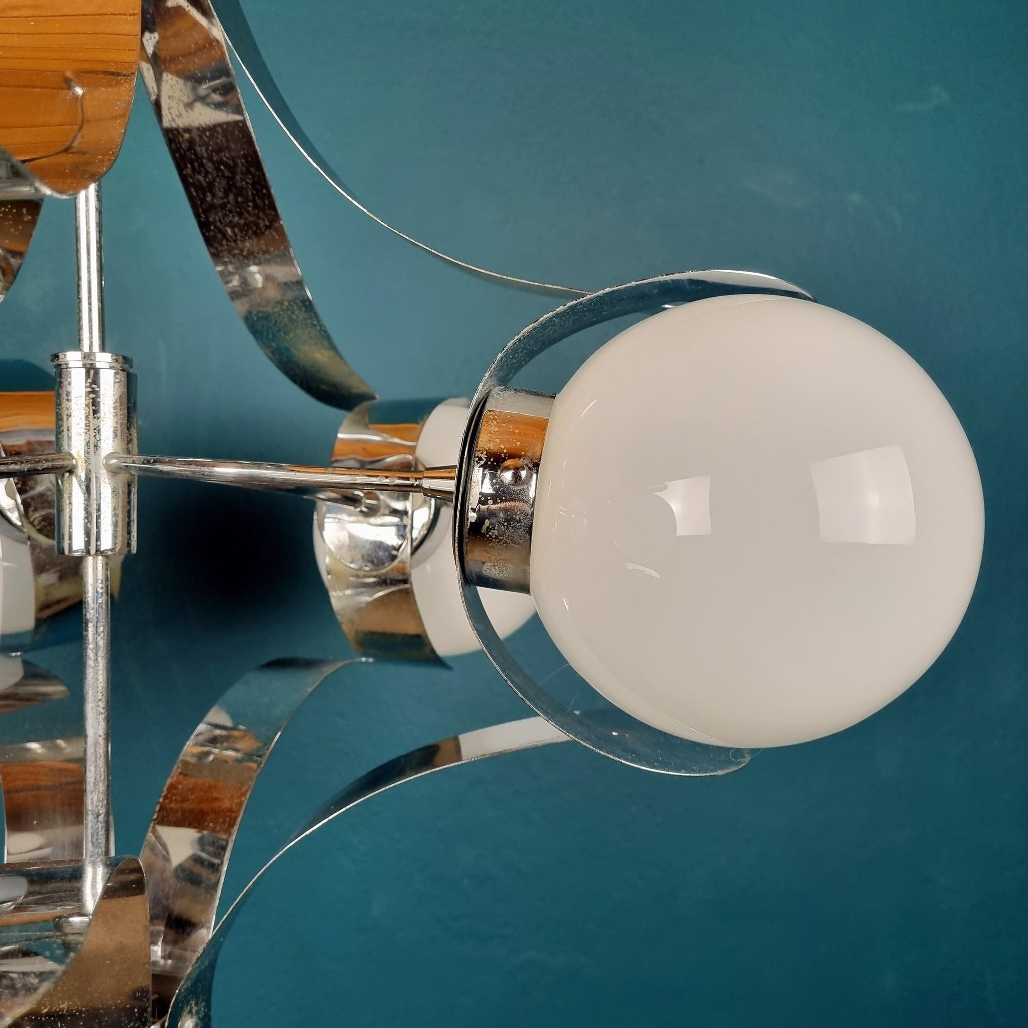 Mid-Century Metal Opaline Glass Italy 1960s Sputnik Space Age For Sale 2