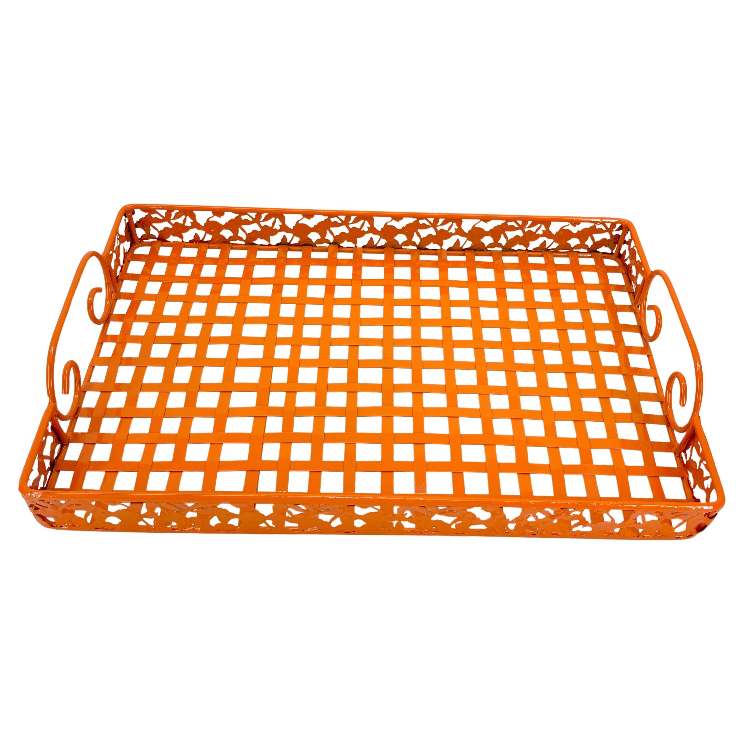 Large MCM Orange Metal Serving Bar Tray with Handles

This large and very sturdy Hermes color orange tray is a perfect addition to a bar or as a serving piece for all your entertaining needs. The newly powdered coated piece could also be displayed