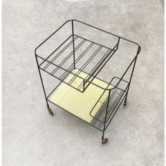 Mid-Century Modern Minimalist Perforated Metal Bar Serving Trolley, 1950s