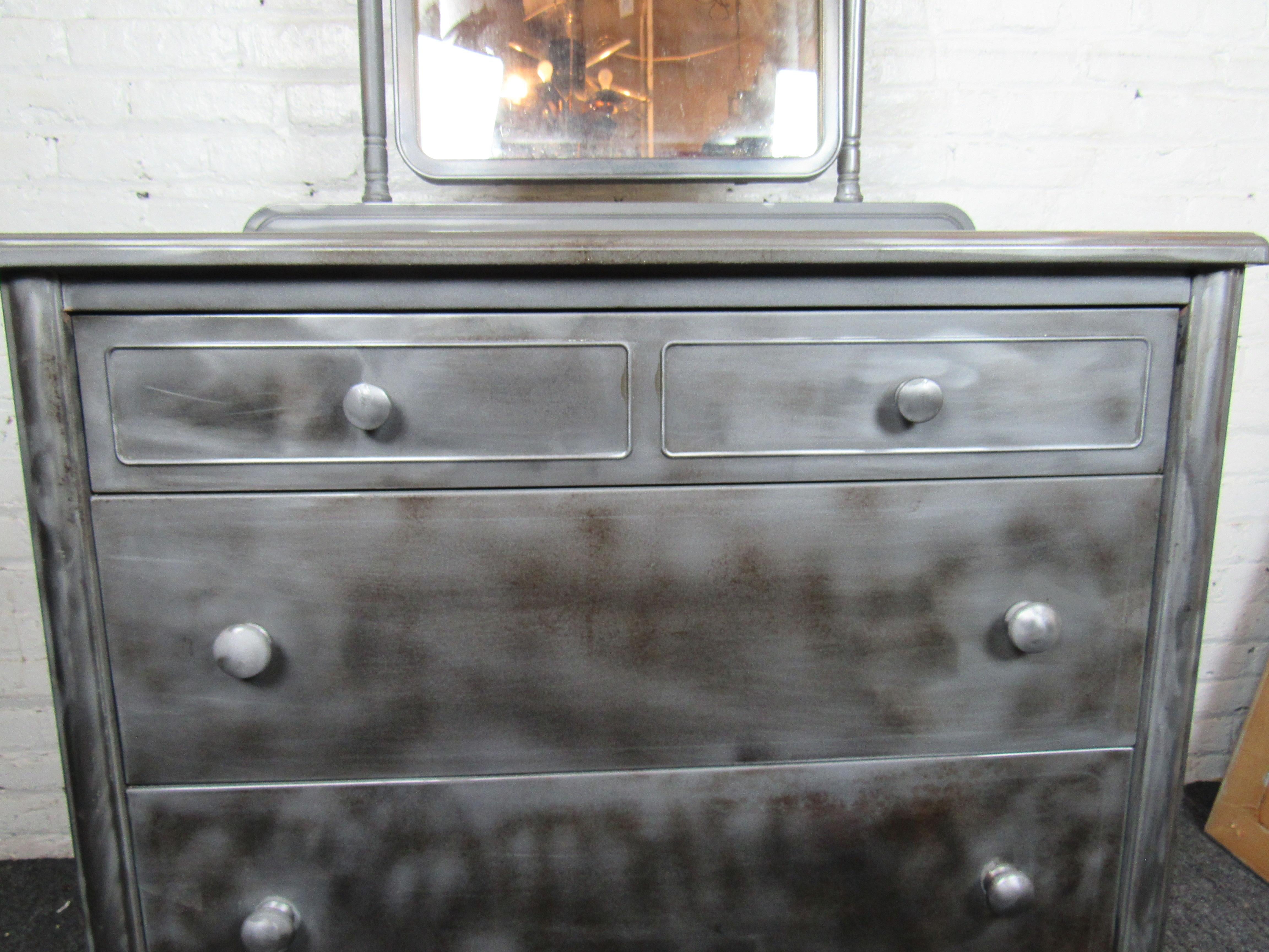 American Mid-Century Metal Vanity Dresser  For Sale