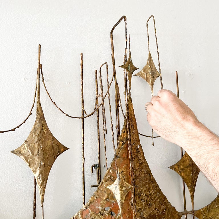 Mid Century Metal Wall Art in the Style of Paul Evans For Sale at 1stDibs