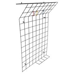 Mid century metal wire grid wall mount coat rack by Karl Fichtel
