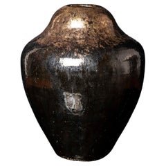 Mid-Century Metallic Glaze Ceramic Vase, Attributed to Vallauris