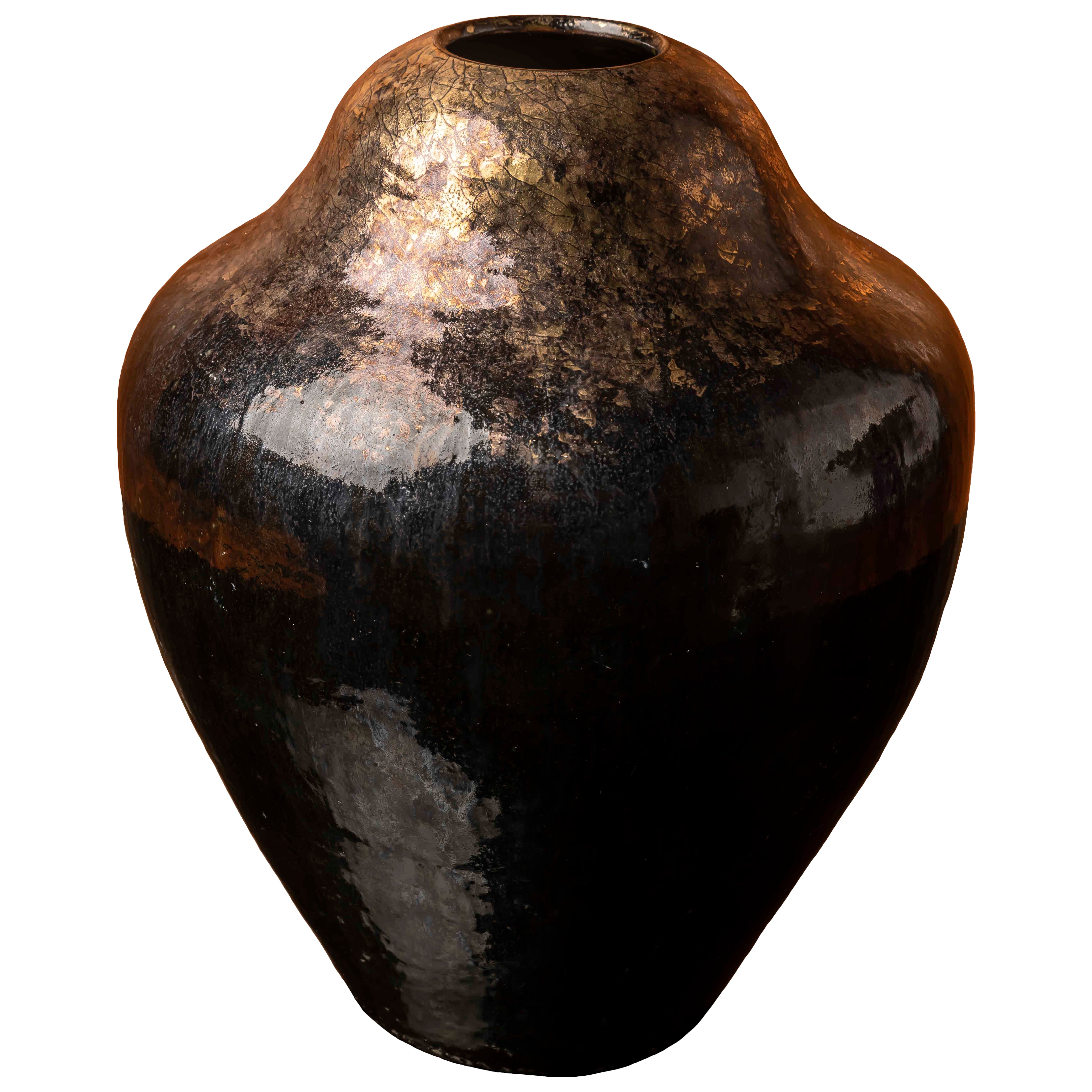 Vaso in ceramica a smalto metallico di metà secolo, attribuito a Vallauris AM in vendita