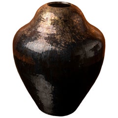 Mid-Century Metallic Glaze Ceramic Vase, Attributed to Vallauris
