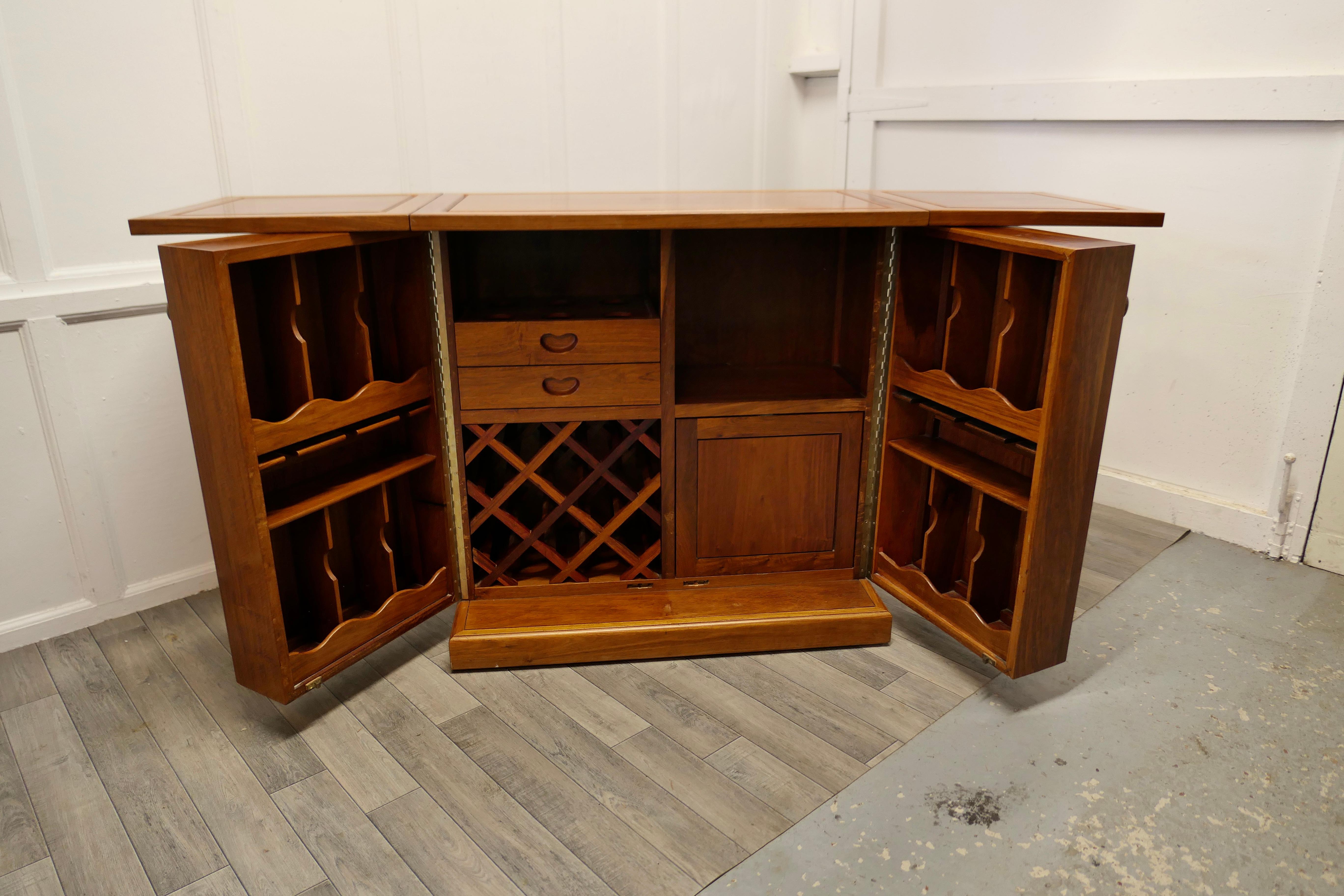 Midcentury Metamorphic Rolling Bar Cabinet, Cocktail Bar For Sale 2