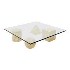 Mesa baja Mid Century "Metaphora" de Massimo and Lella Vignelli, Travertino