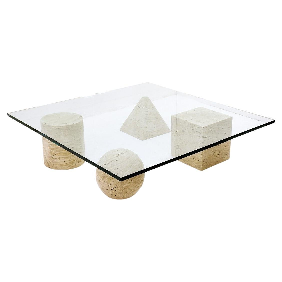 Mid Century "Metaphora" Coffee Table by Massimo et Lella Vignelli, Travertine