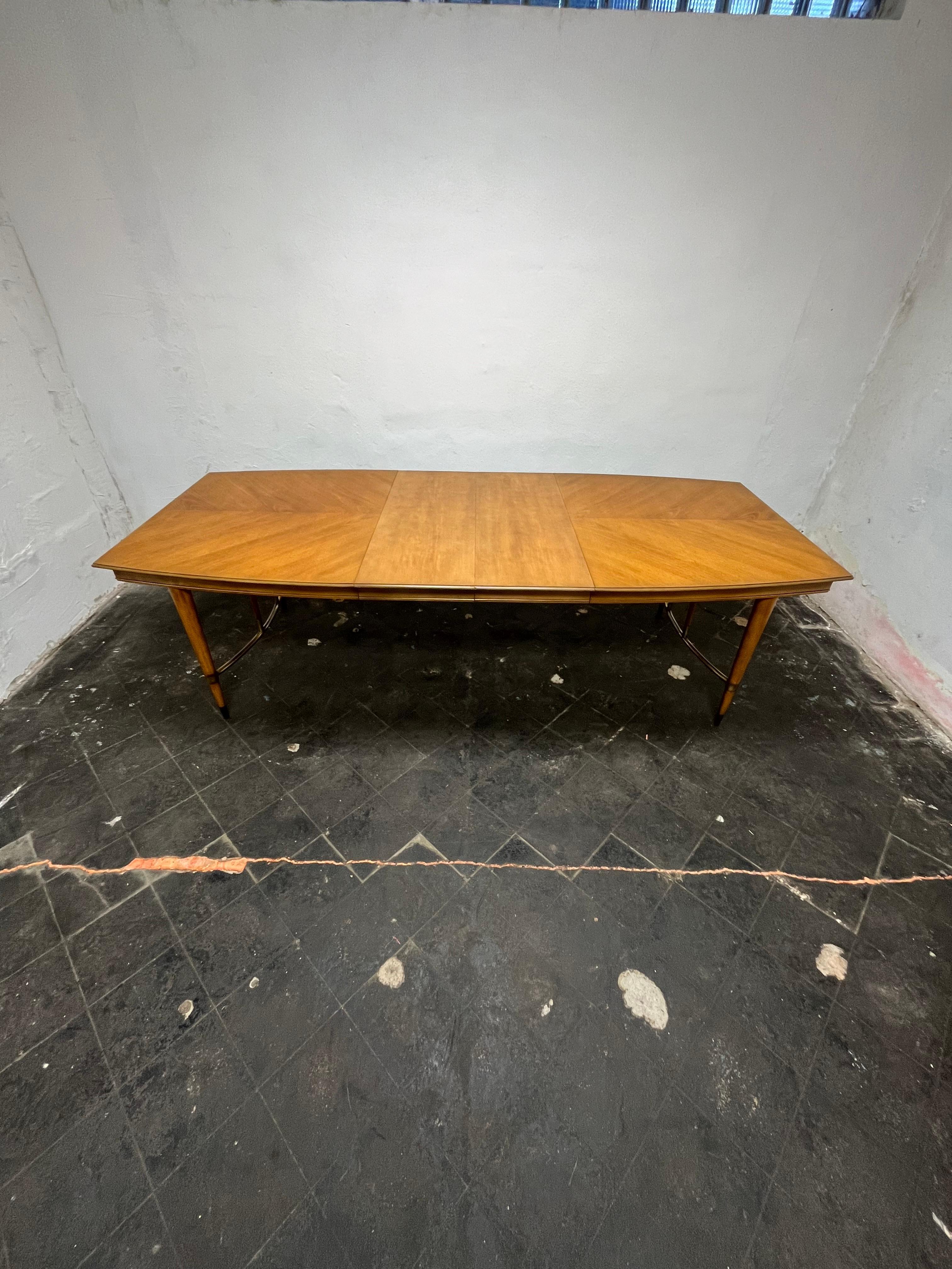 Mid Century Metz Dining Table Cherry Brass 2 Leaves For Sale 5