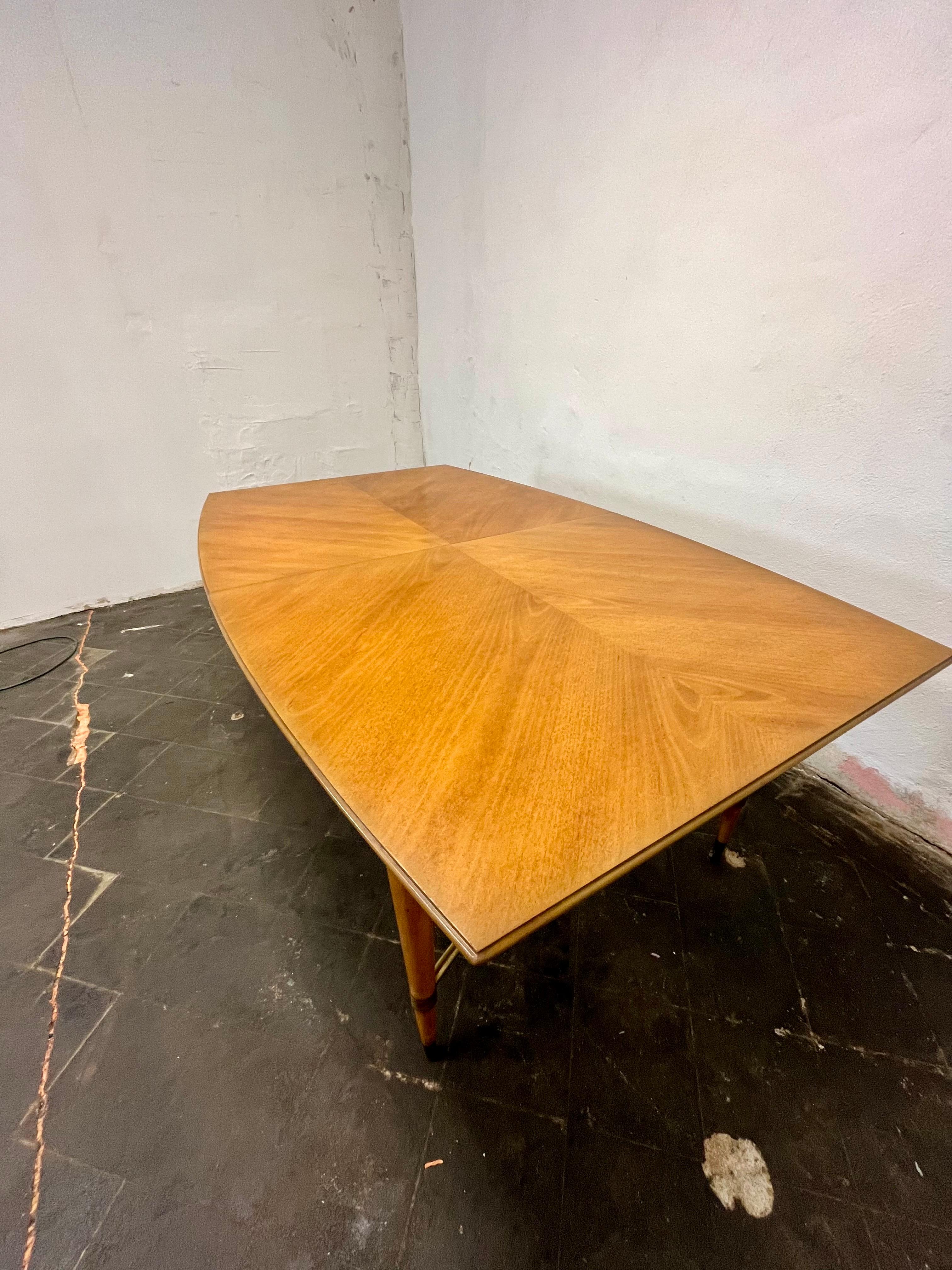 Mid-Century Modern Mid Century Metz Dining Table Cherry Brass 2 Leaves For Sale