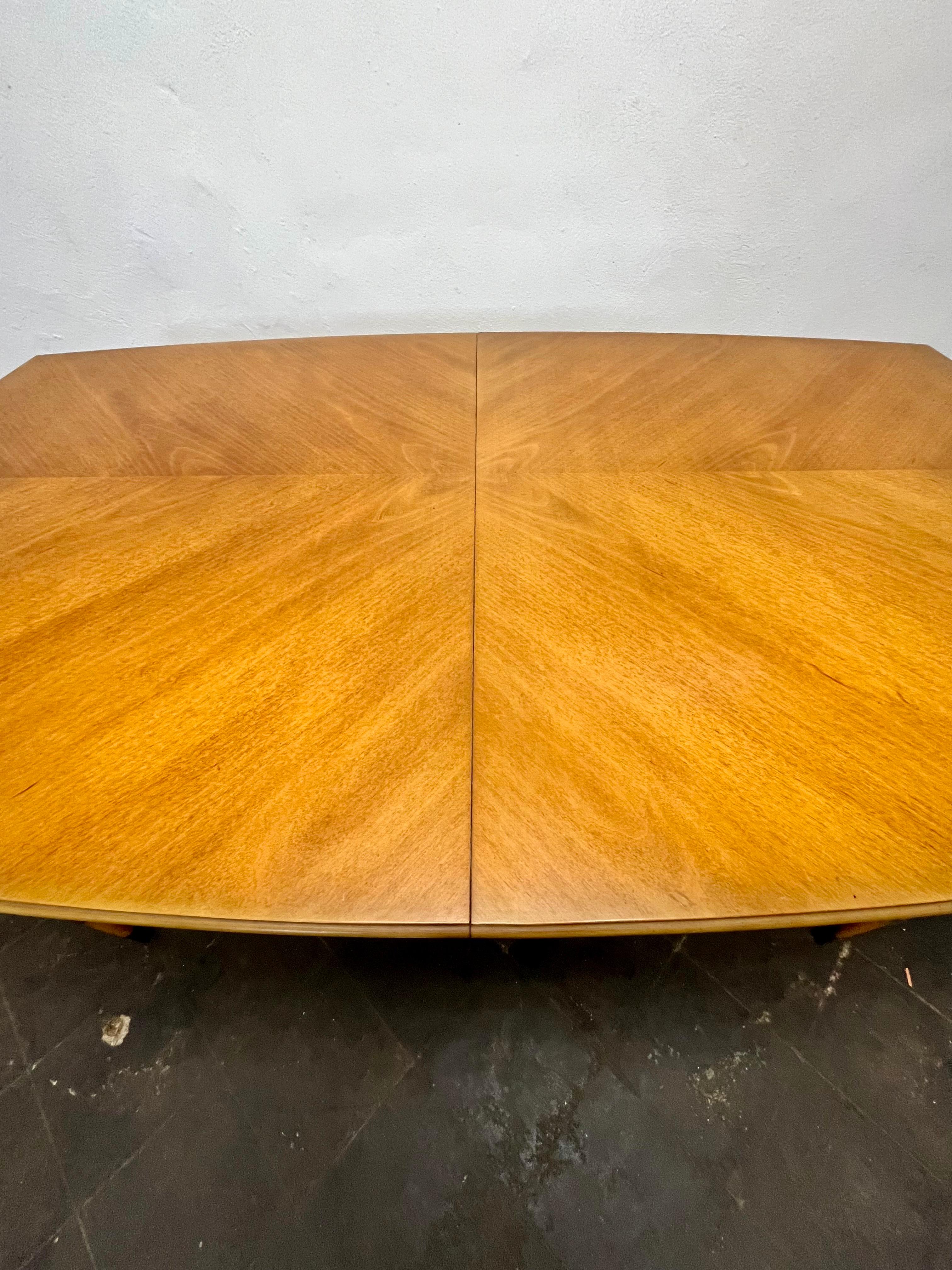 Mid Century Metz Dining Table Cherry Brass 2 Leaves For Sale 2