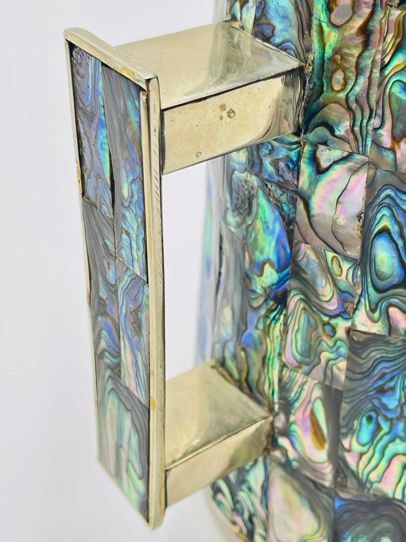 Mexikanischer Wasserkrug mit Alpaka-Silber und Abalone-Intarsien aus der Jahrhundertmitte, 1950er Jahre im Angebot 5