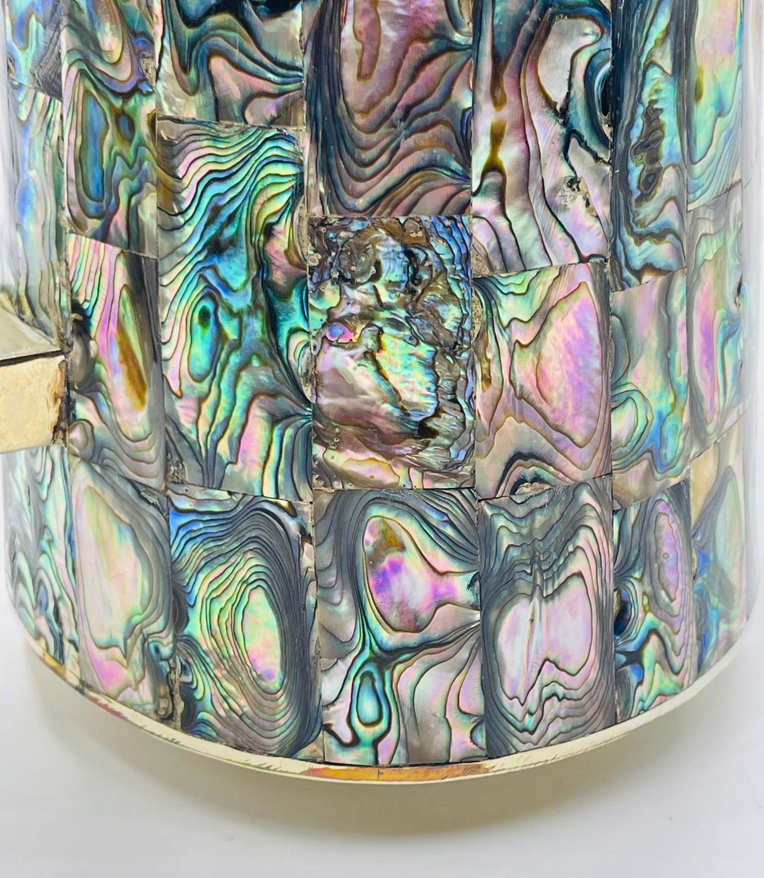 Mexikanischer Wasserkrug mit Alpaka-Silber und Abalone-Intarsien aus der Jahrhundertmitte, 1950er Jahre im Angebot 6