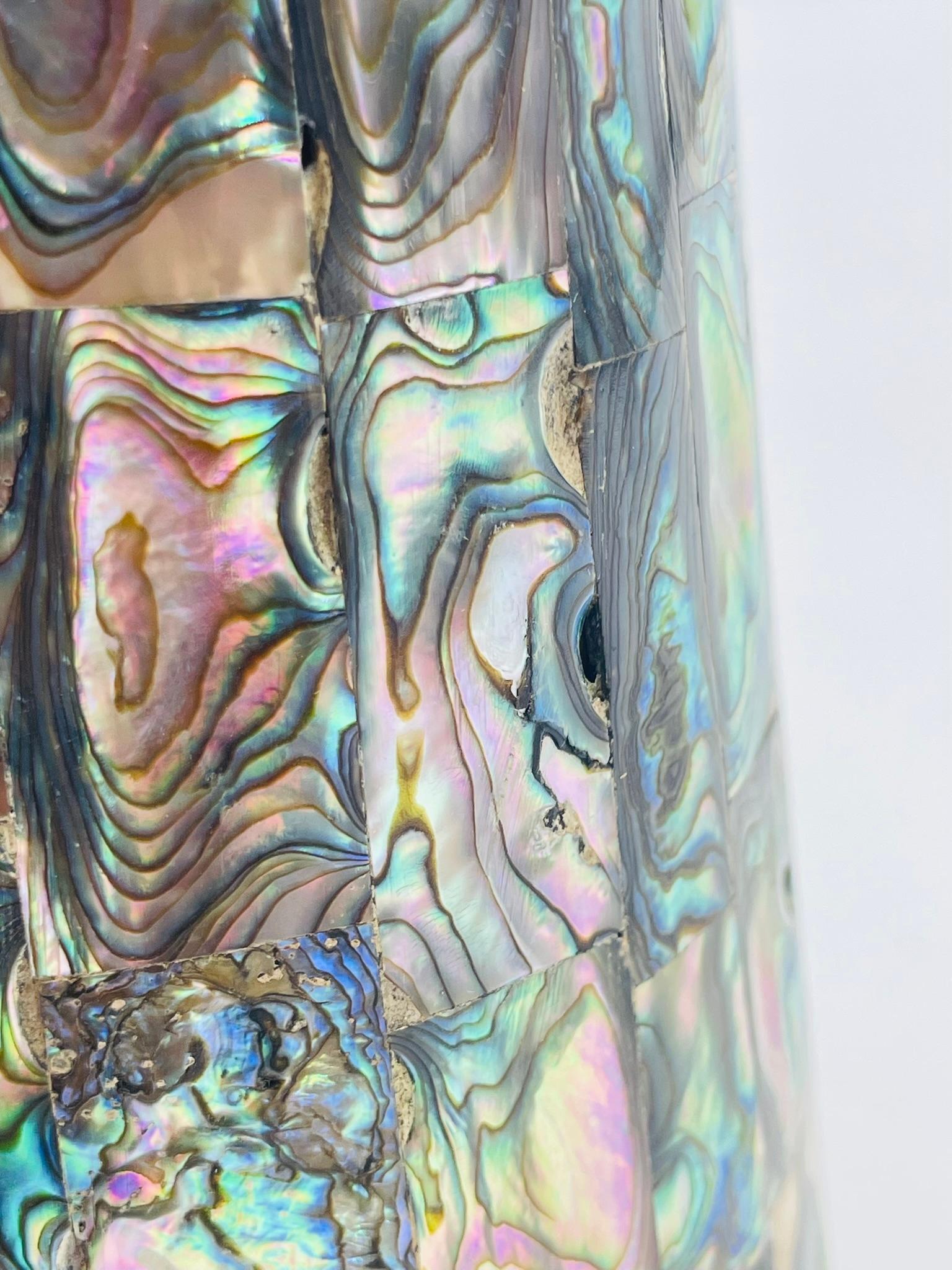 Mexikanischer Wasserkrug mit Alpaka-Silber und Abalone-Intarsien aus der Jahrhundertmitte, 1950er Jahre im Angebot 7